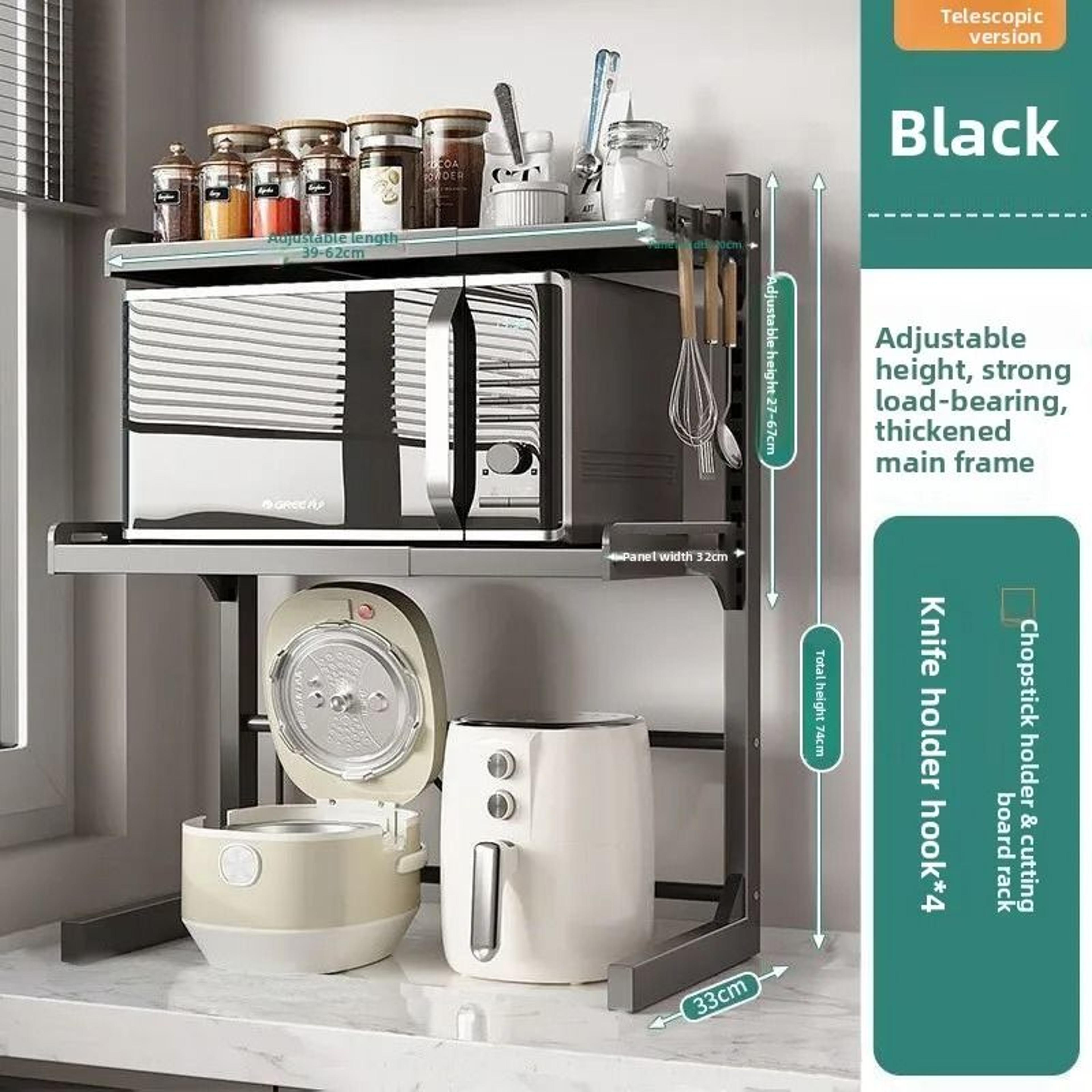Retractable Microwave Oven Rack For Kitchen Storage 6