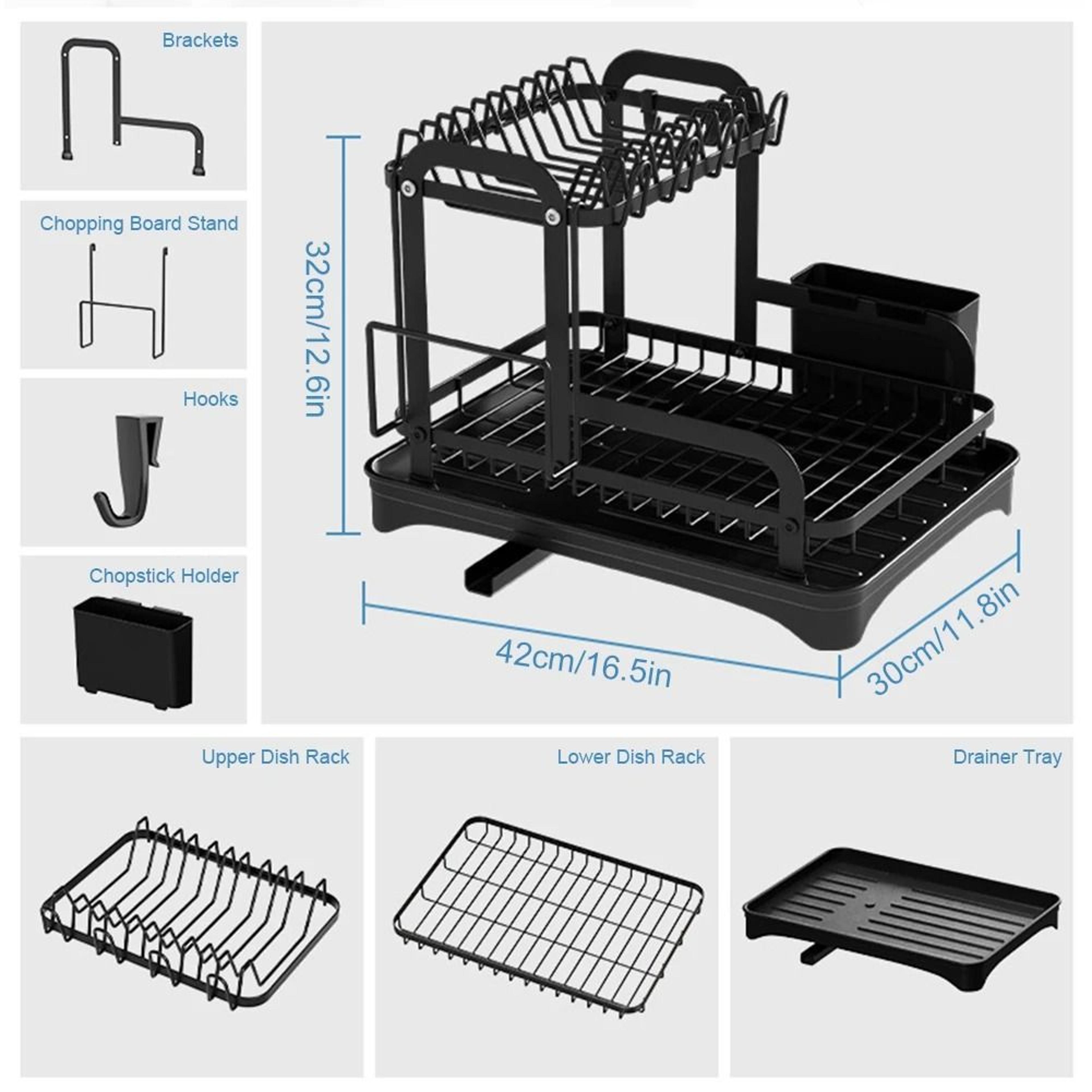 Adjustable Dish Drying Rack With Drainboard 8