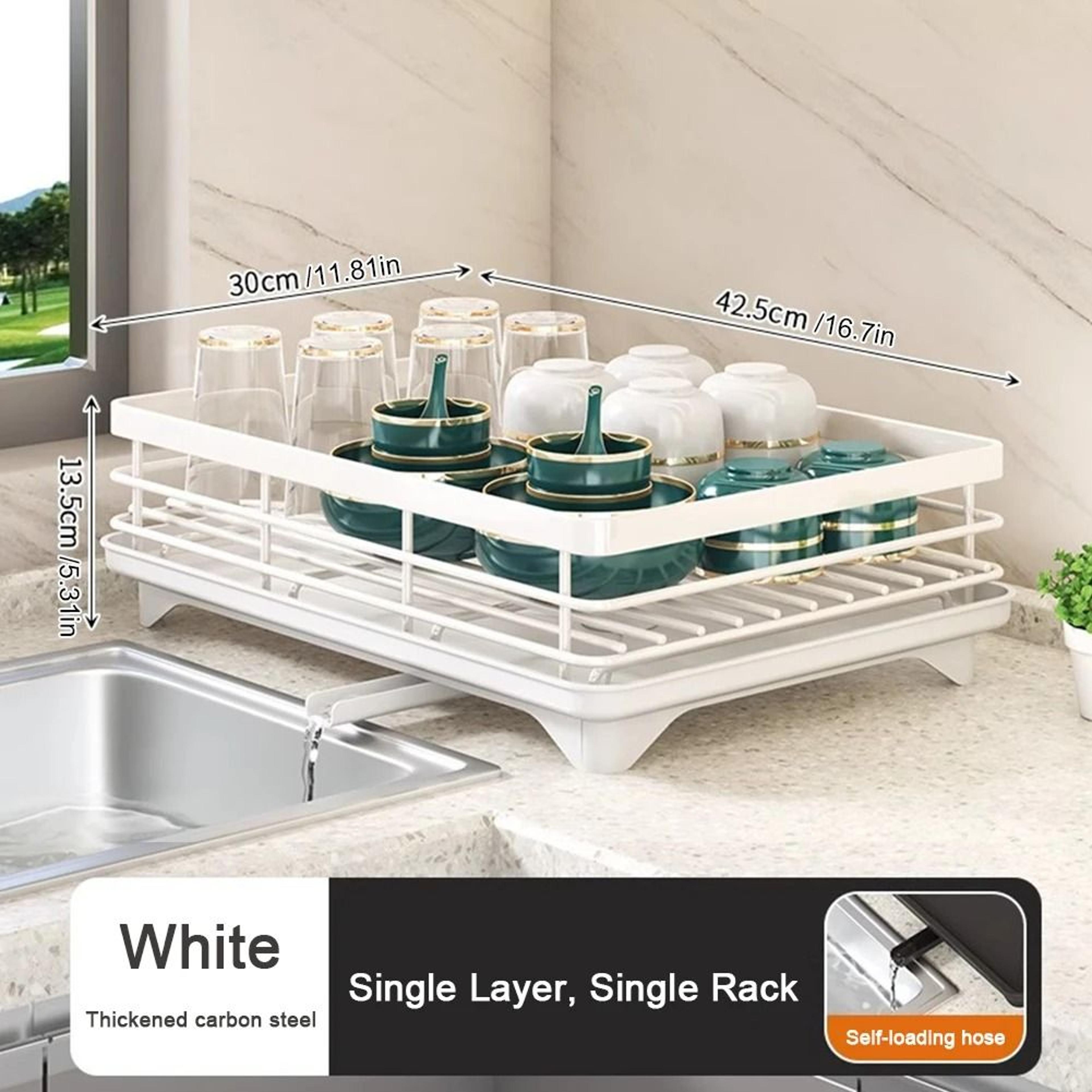 Adjustable Dish Drying Rack With Drainboard 2