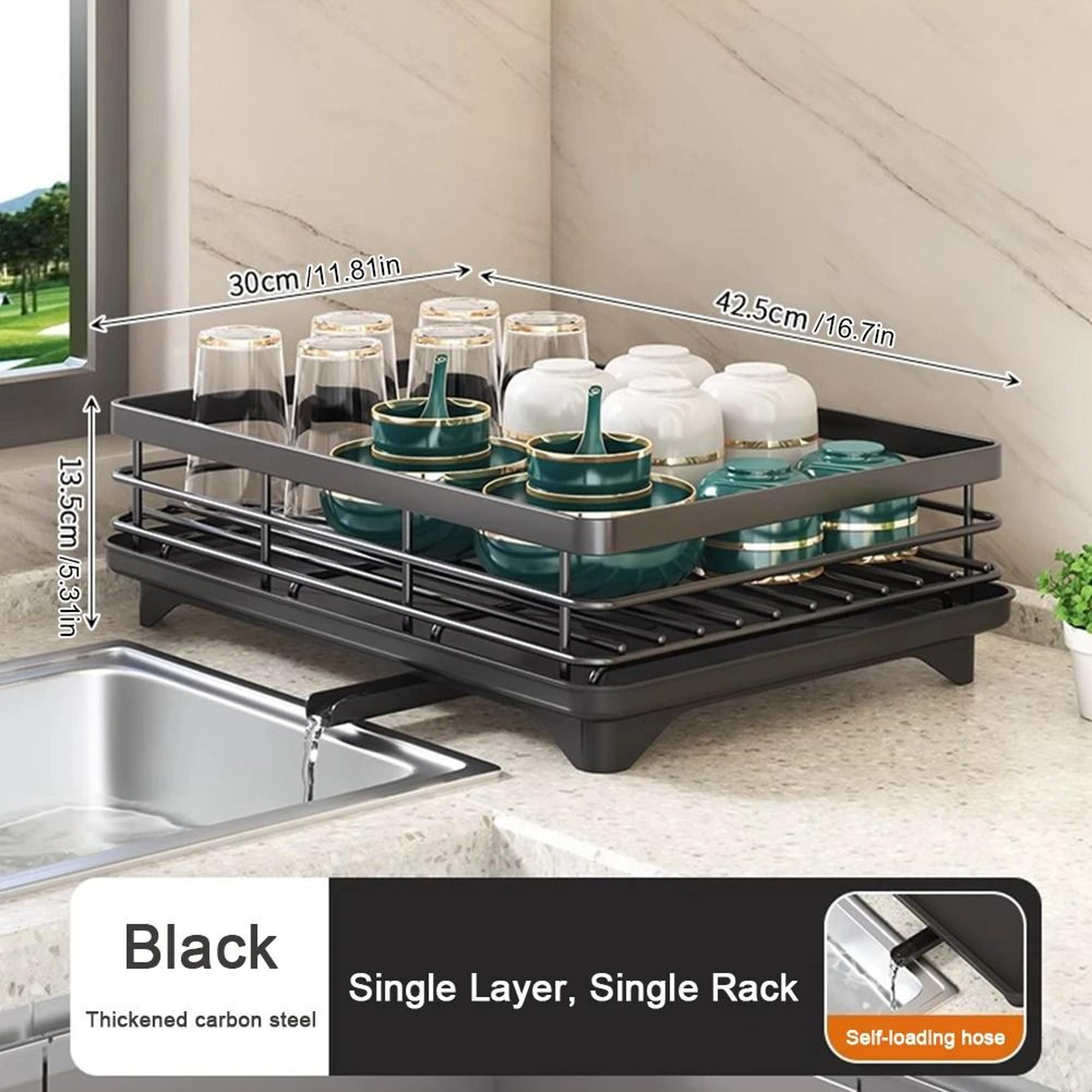 Adjustable Dish Drying Rack With Drainboard 5