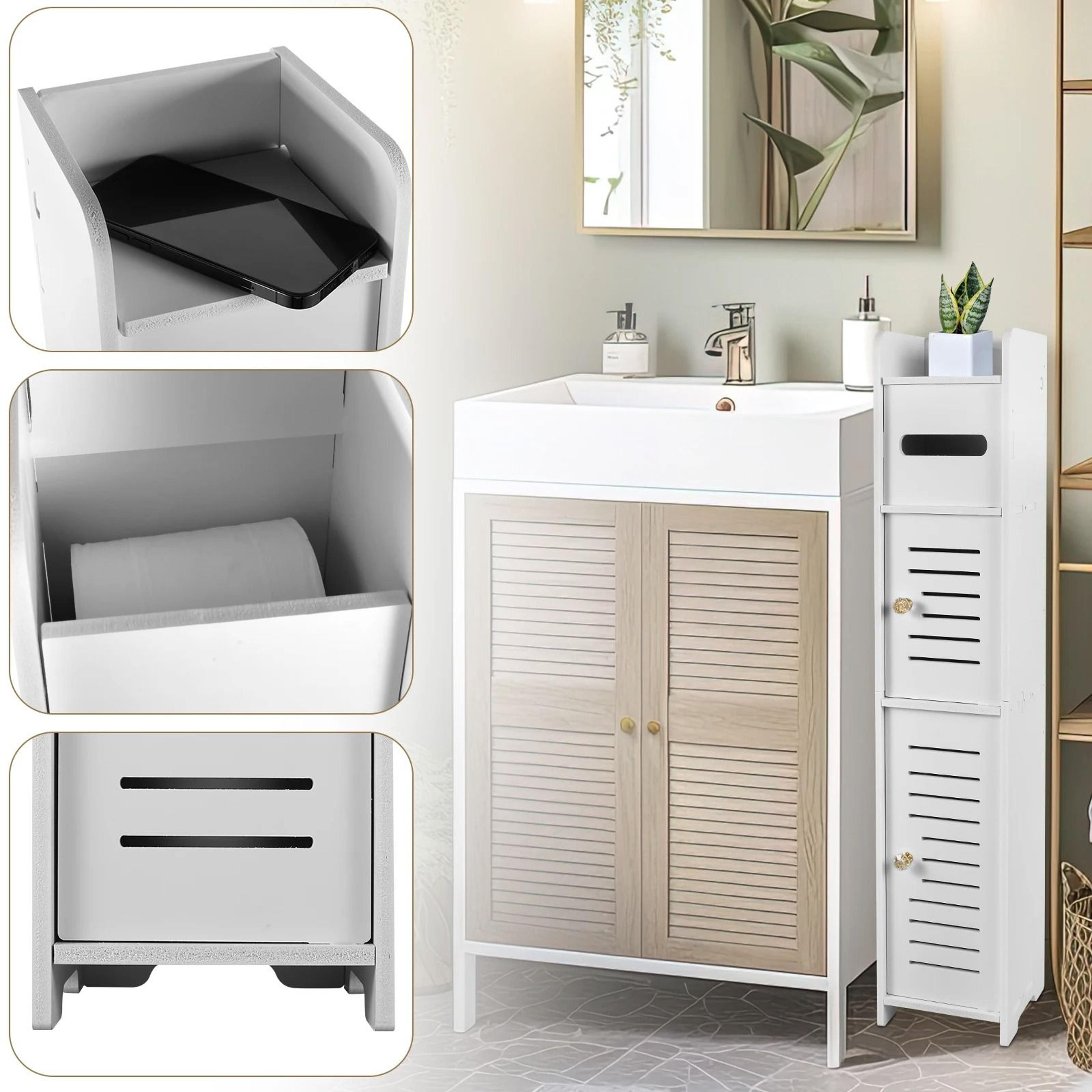 3 Tier Narrow Bathroom Storage Cabinet With Door 4