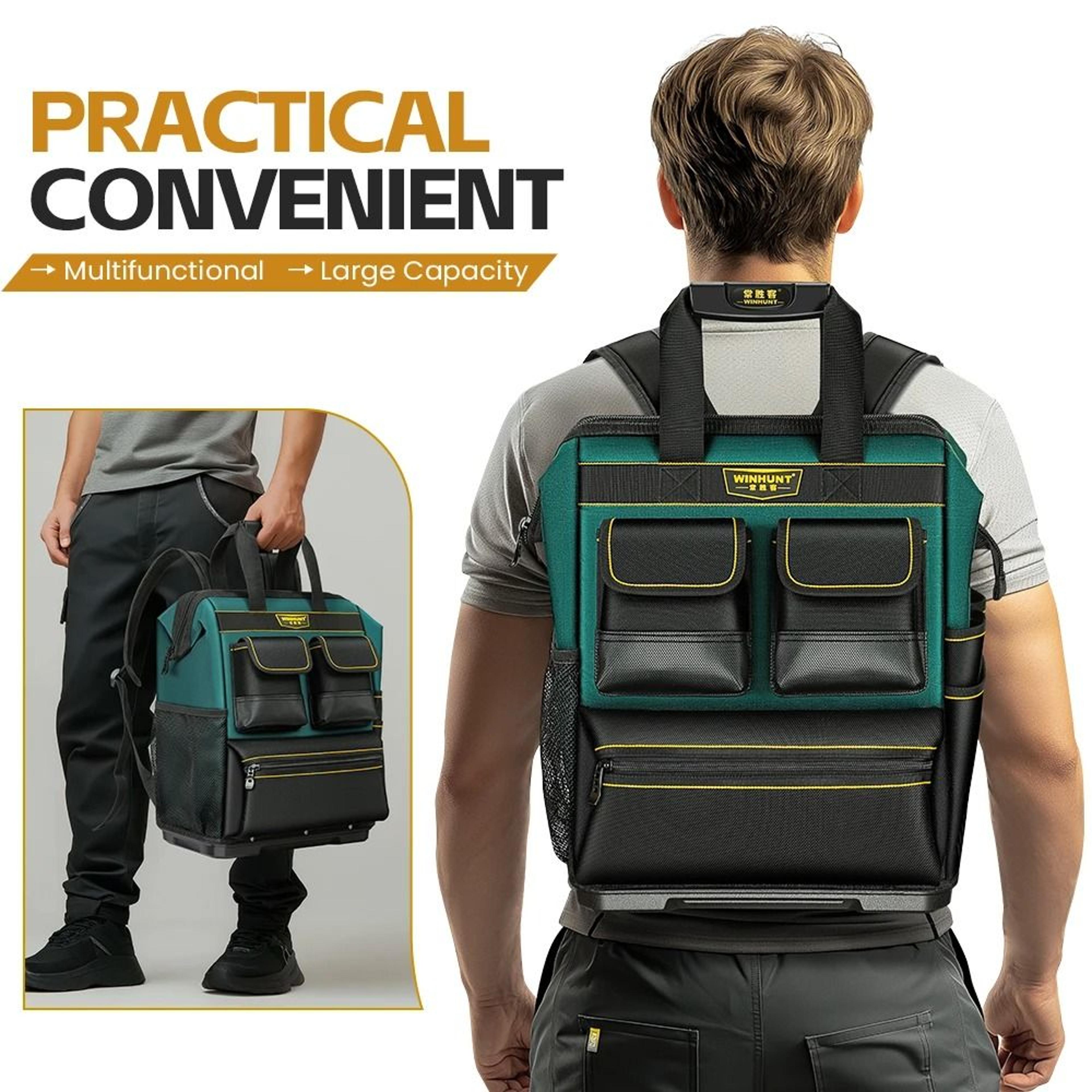Large Capacity Tool Backpack With Rubber Base 0
