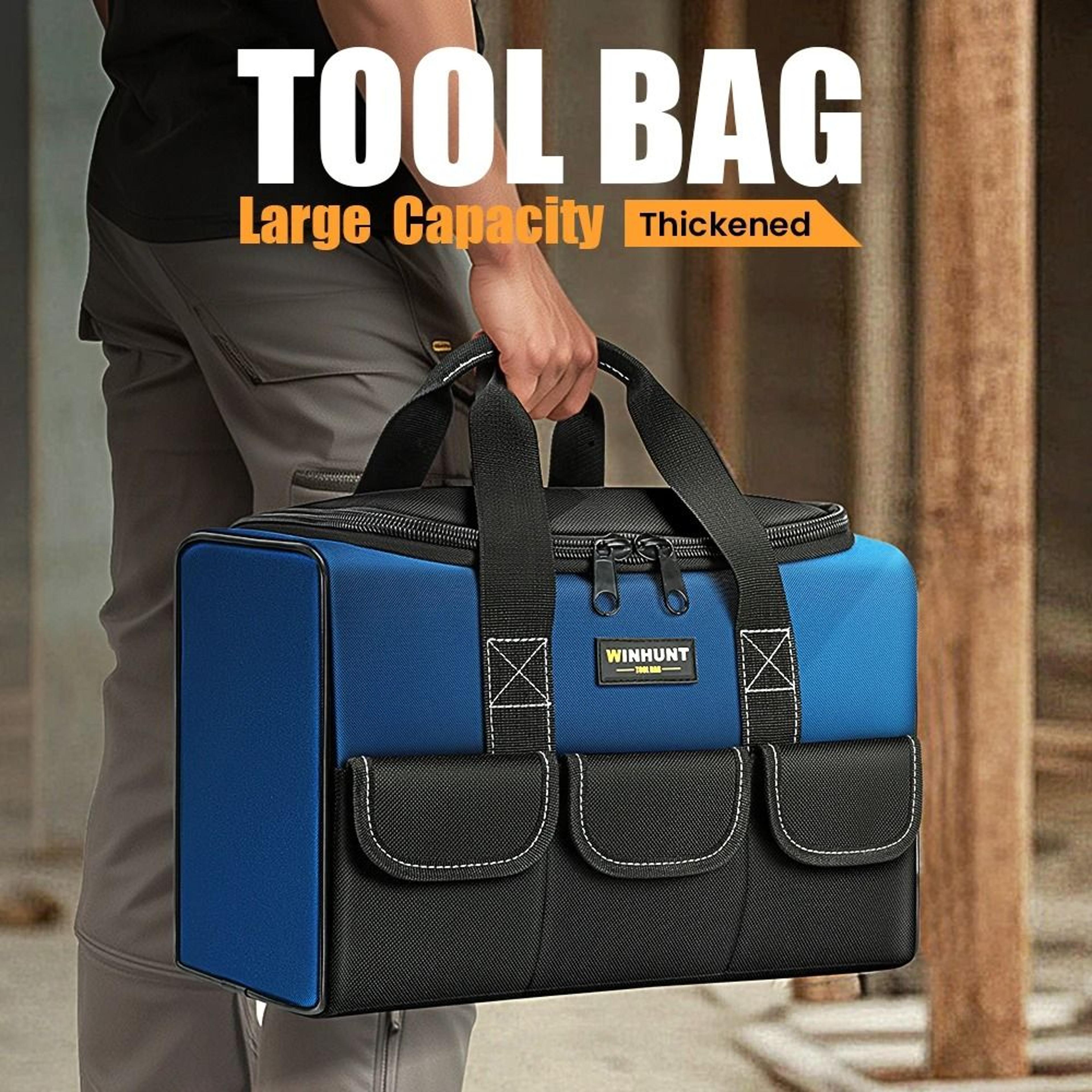 large capacity wide mouth canvas tool bag for electricians