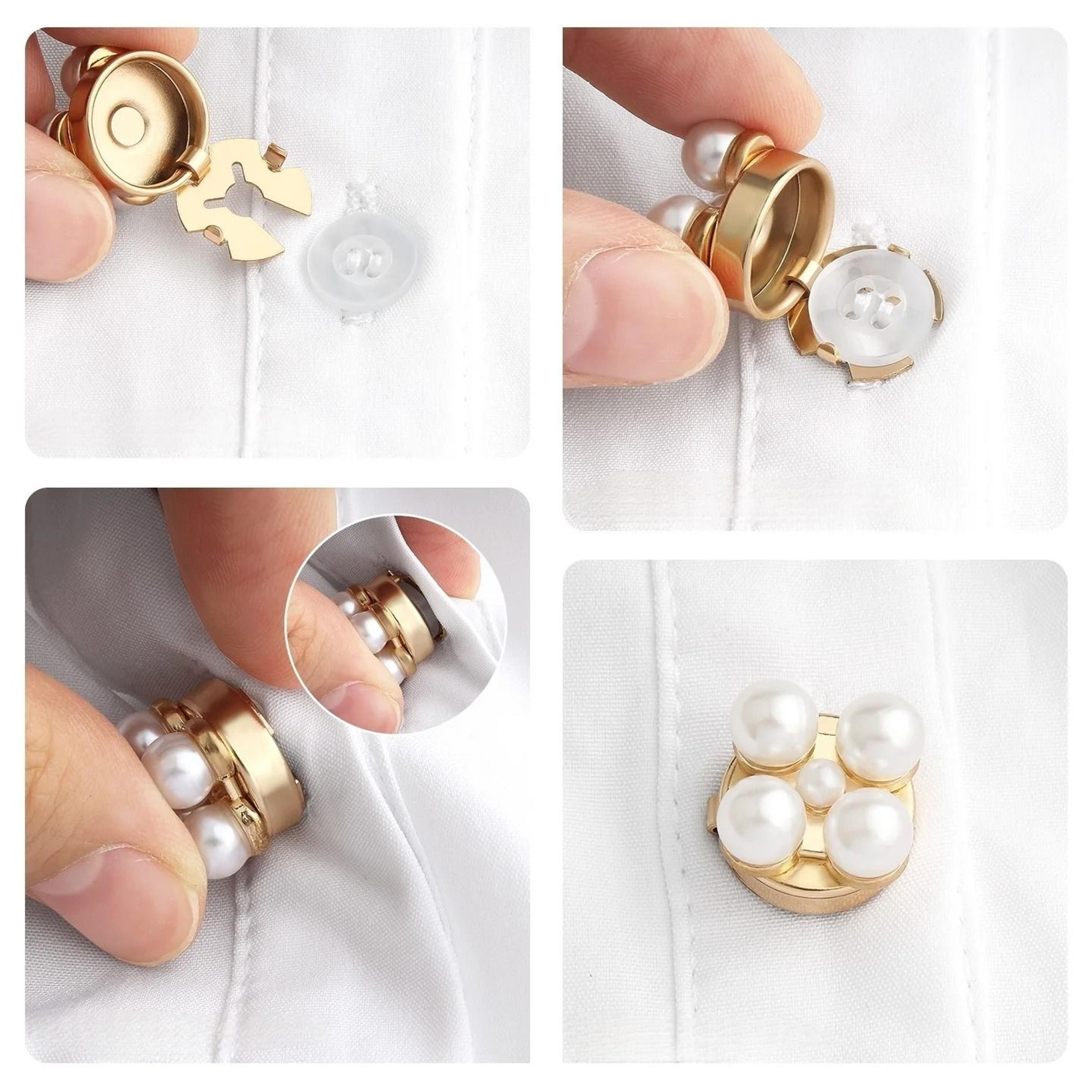 Crystal Pearl Clip On Button Covers For Shirts Coats And Blouses 8