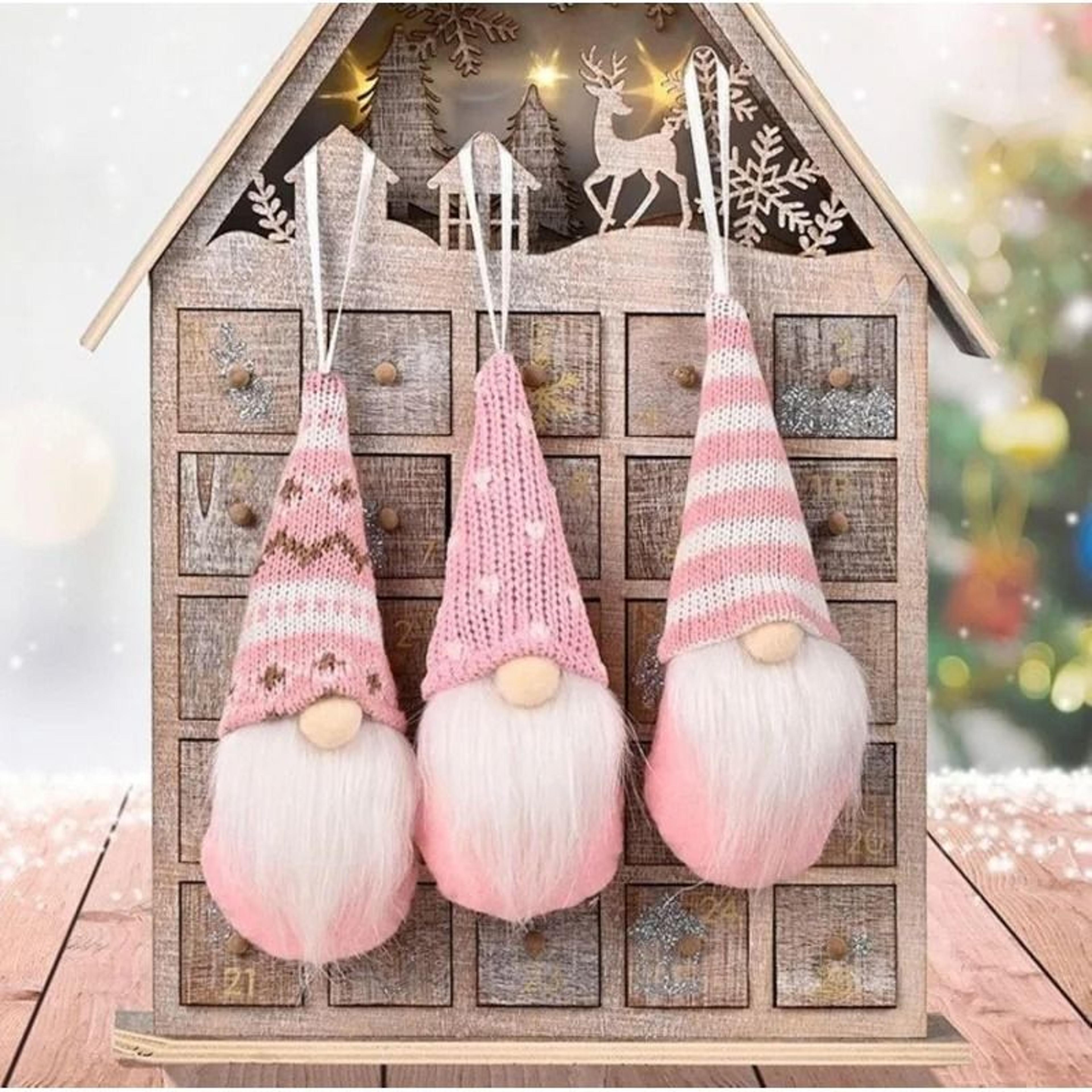 3 Piece Swedish Plush Santa Elf Christmas Ornaments 9