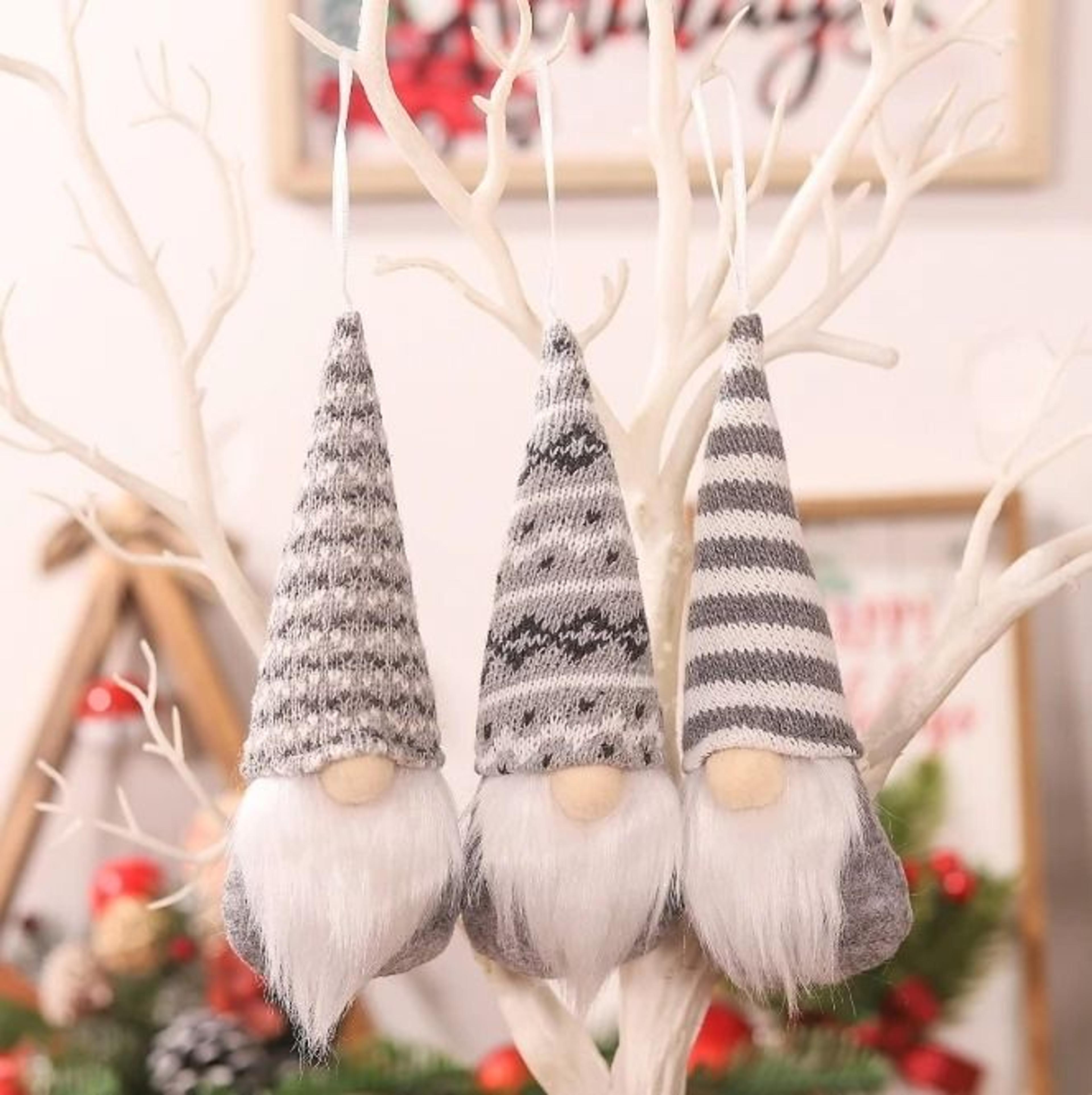 3 Piece Swedish Plush Santa Elf Christmas Ornaments 3