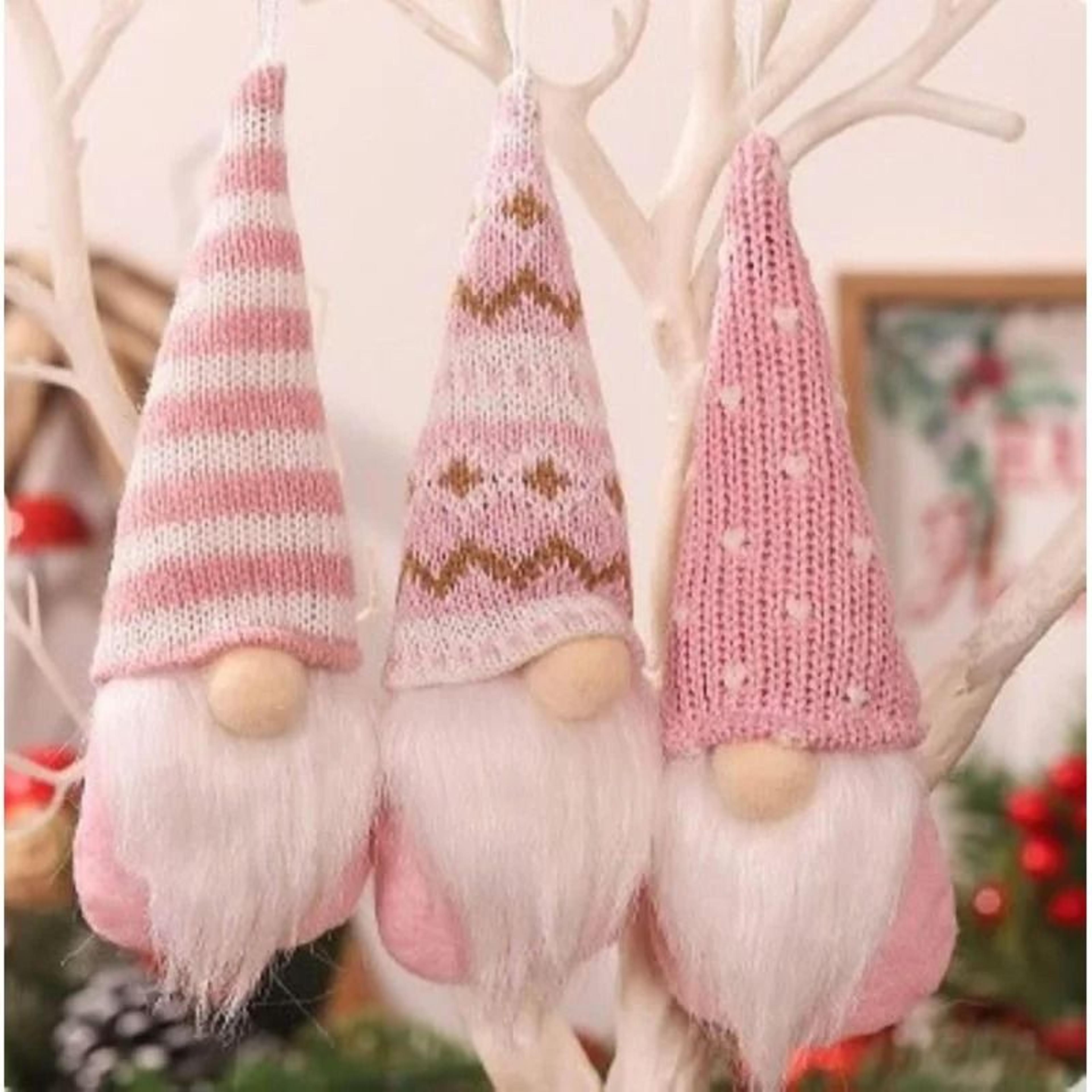 3 Piece Swedish Plush Santa Elf Christmas Ornaments 7