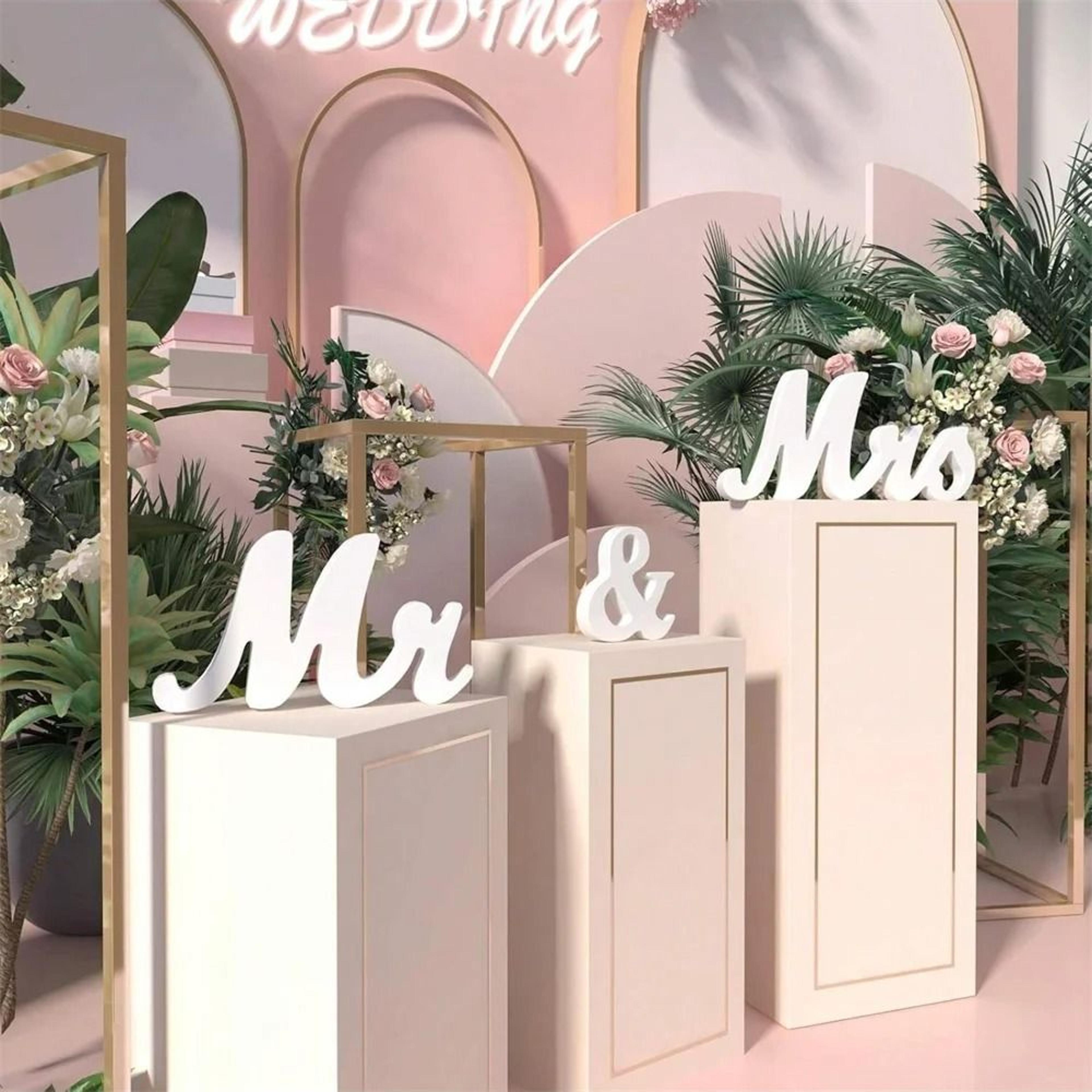 Wooden Mr And Mrs Wedding Table Sign Set 1