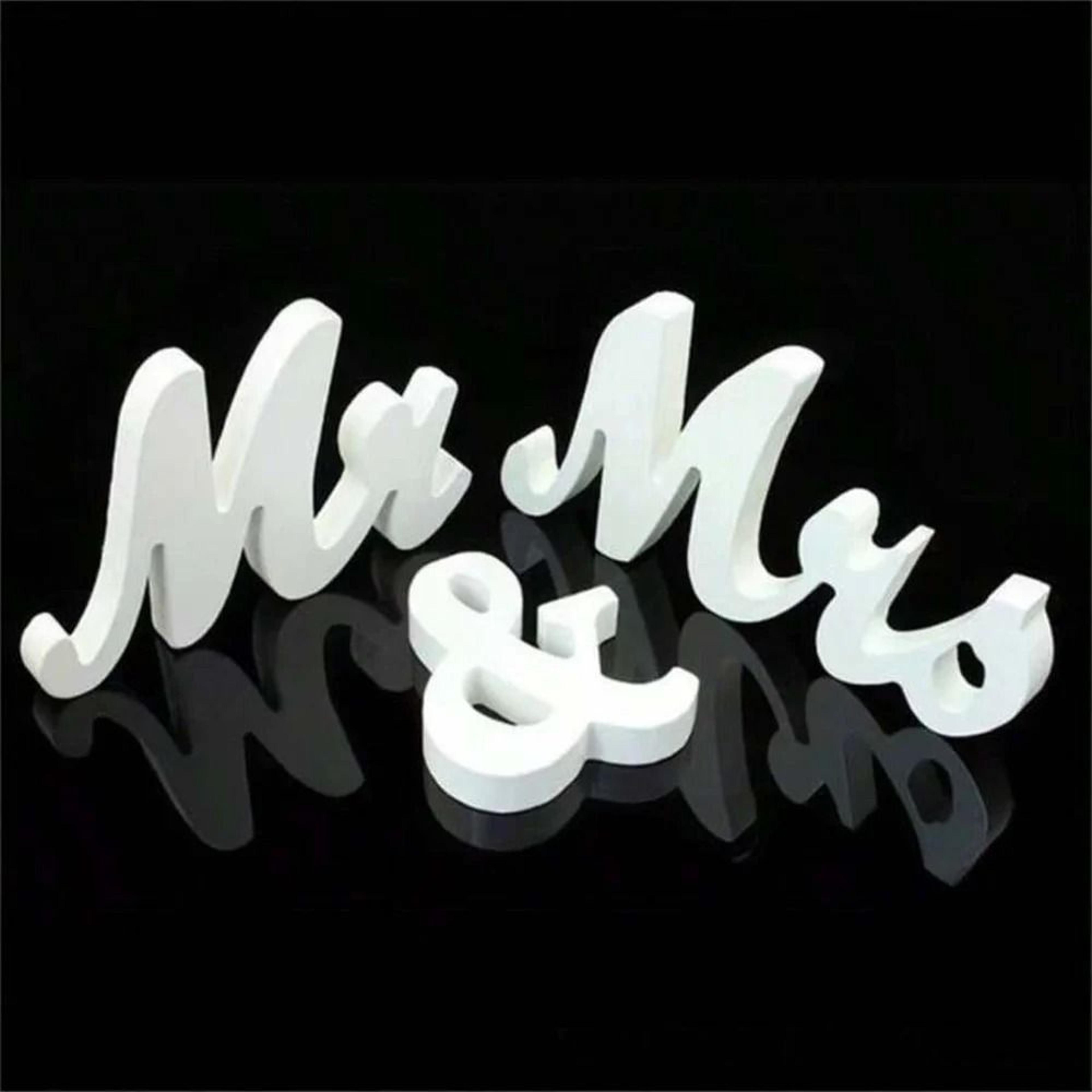 Wooden Mr And Mrs Wedding Table Sign Set 2
