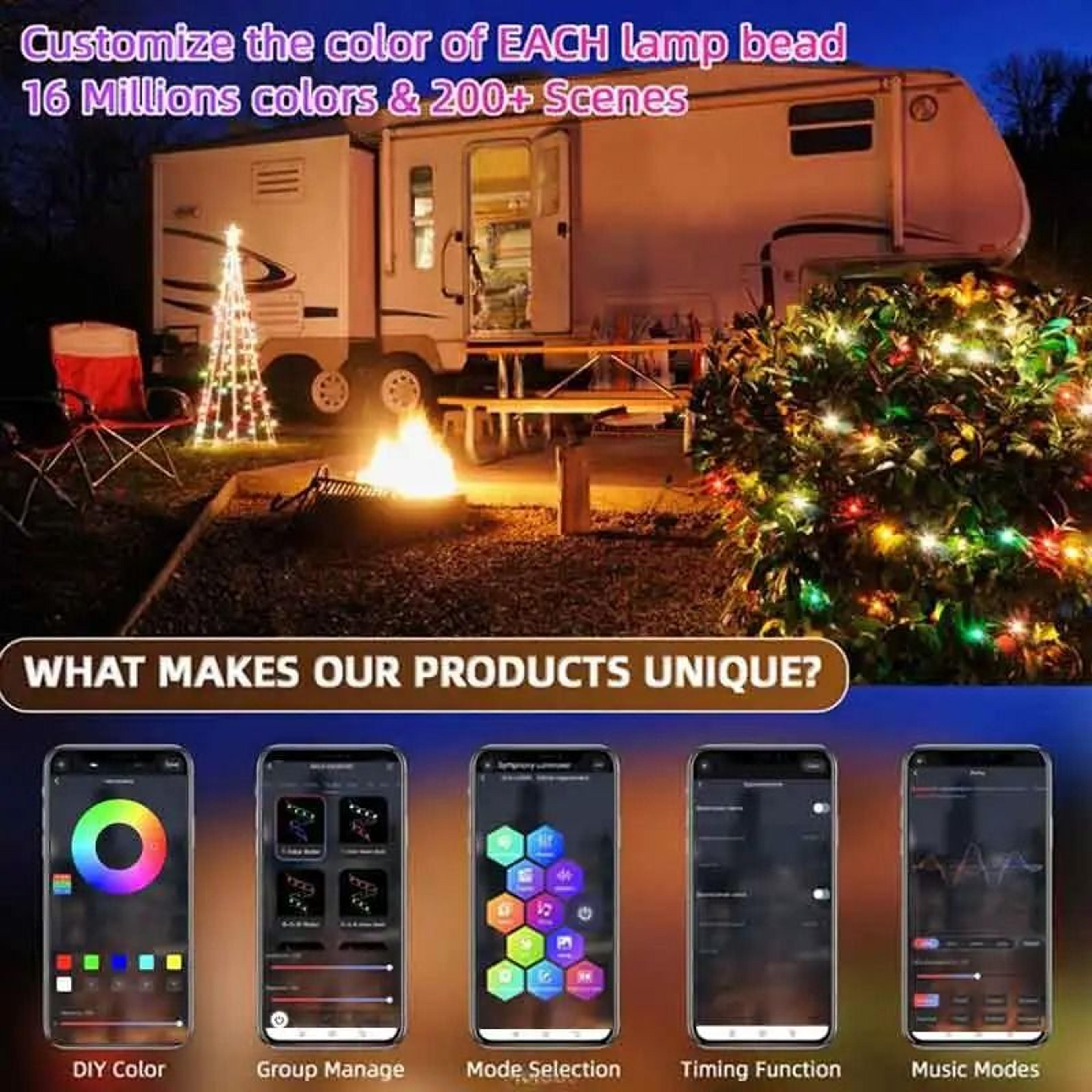 RGBIC LED String Lights Bluetooth USB Music Sync Dream Color Party Fairy Garland 3