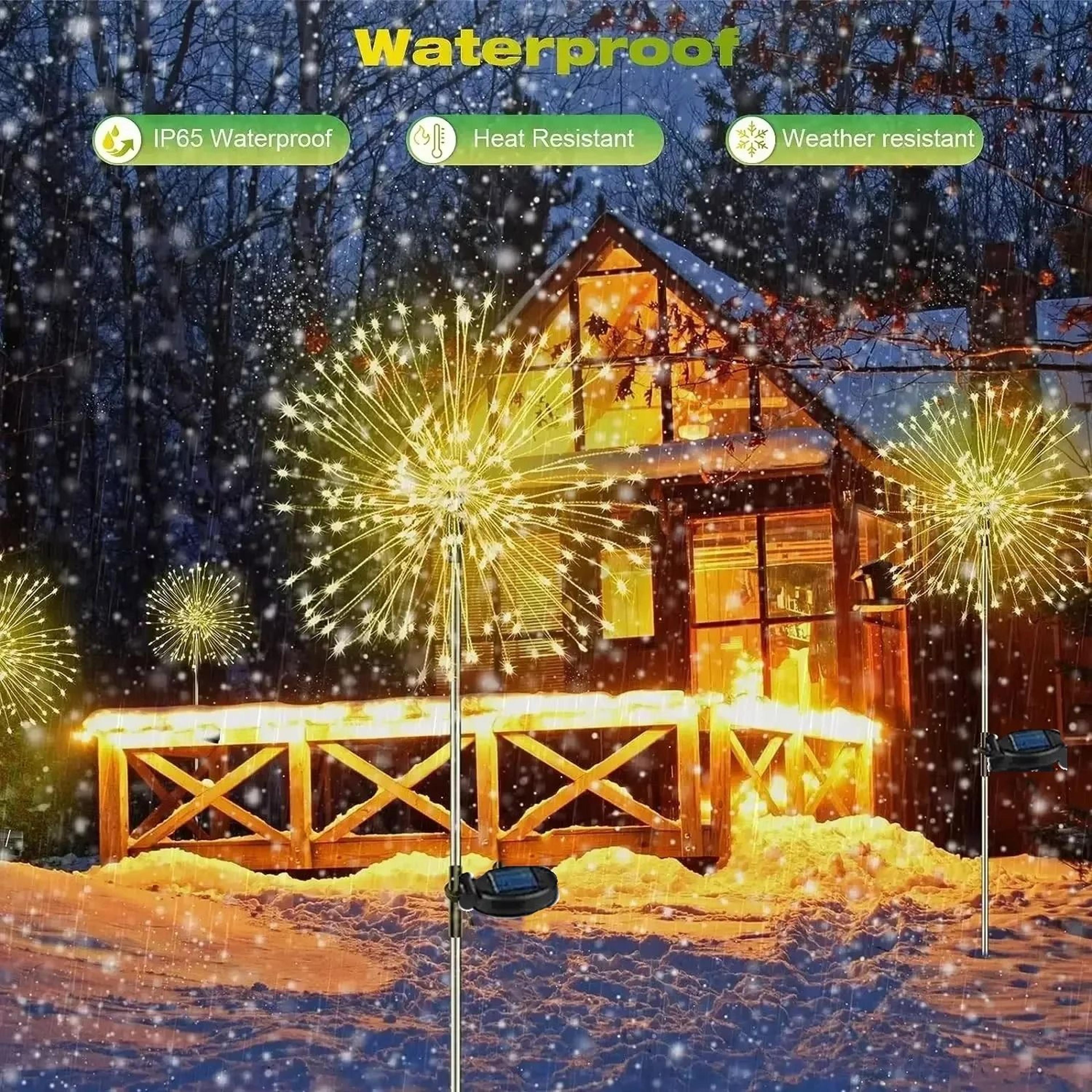 Solar Firework Garden Lights Waterproof Dandelion Lawn Decor 1