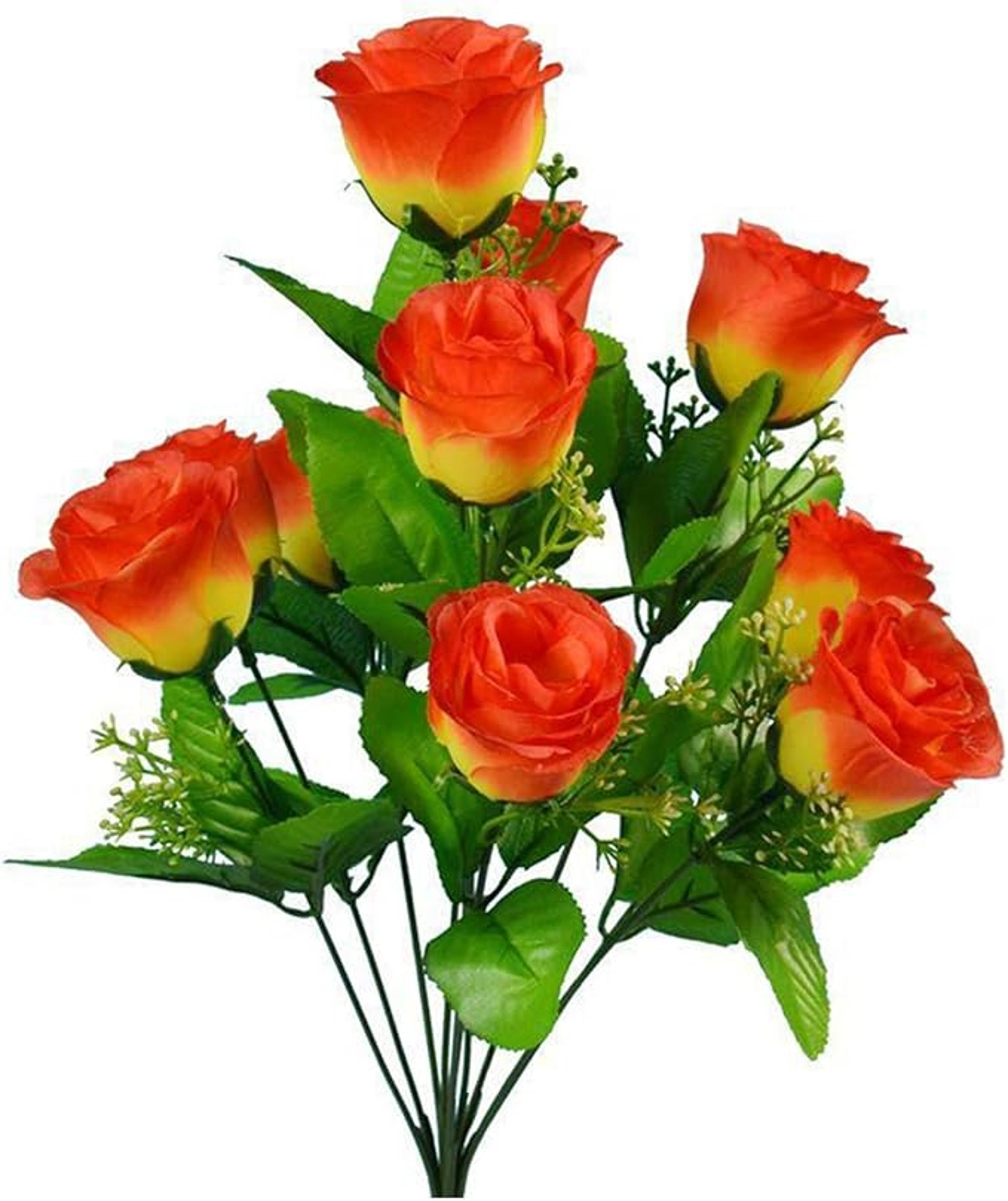 10 Head Artificial Silk Rose Bud Bunch For Wedding And Home Decor 5