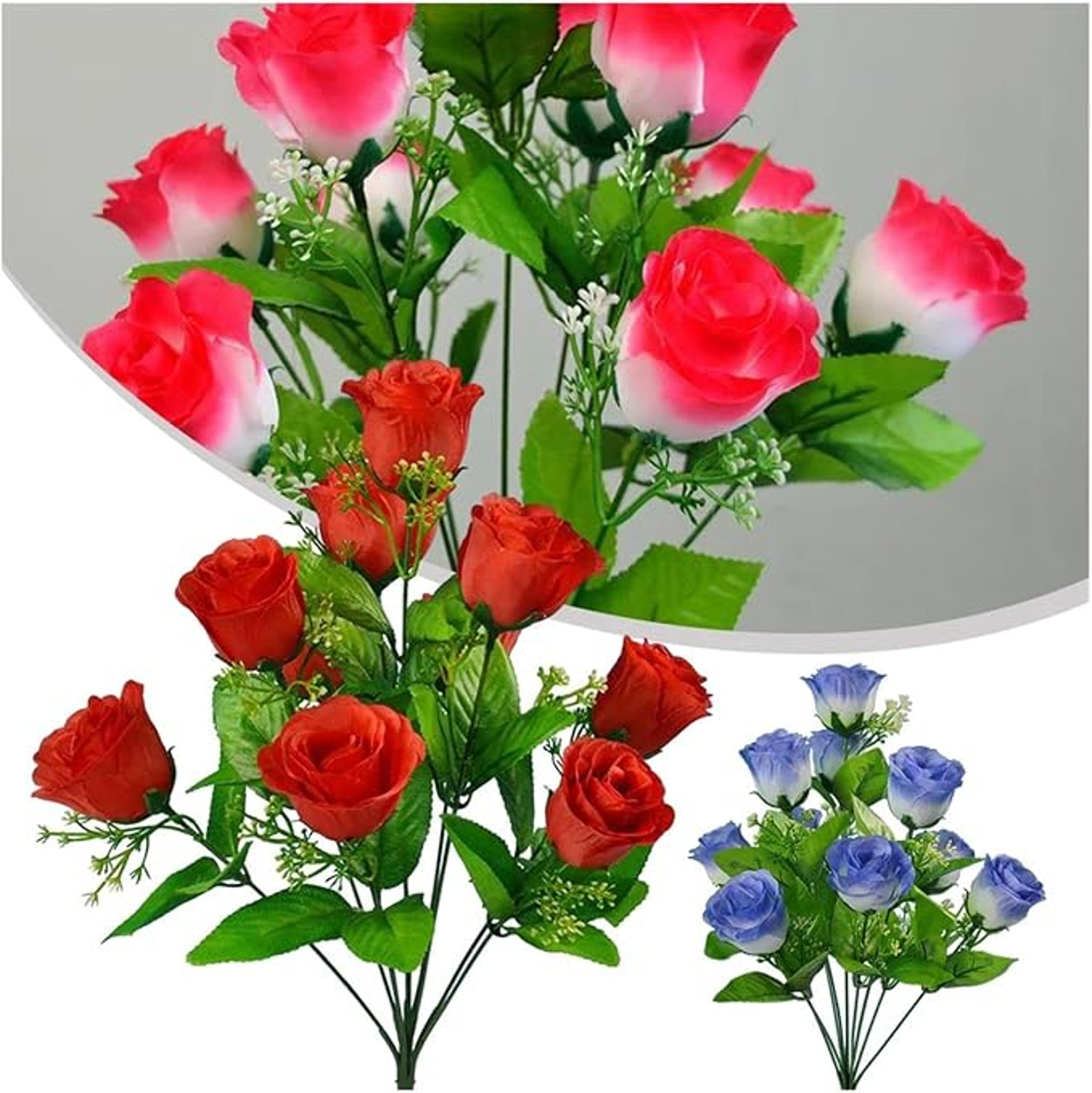 10 Head Artificial Silk Rose Bud Bunch For Wedding And Home Decor 10