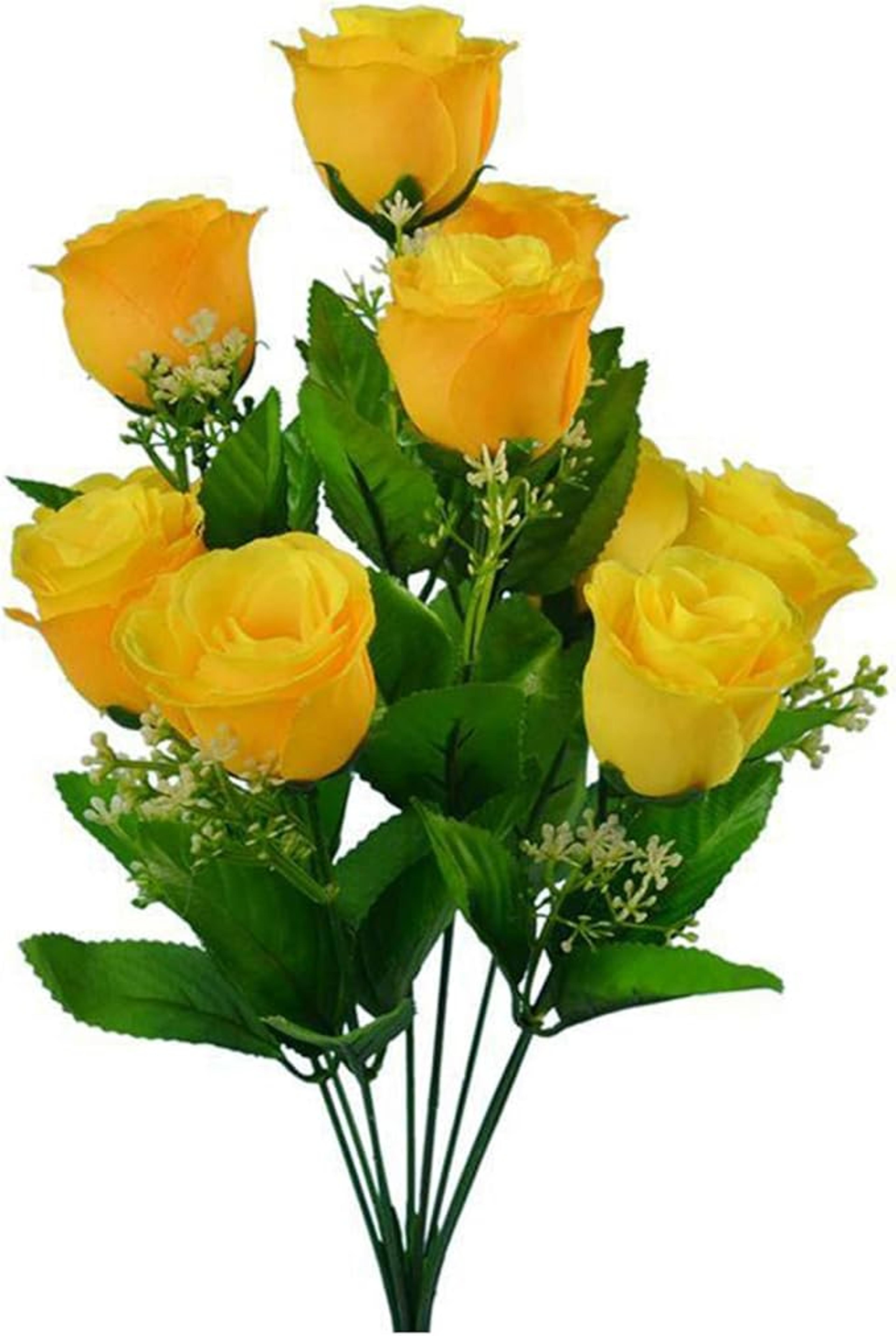 10 Head Artificial Silk Rose Bud Bunch For Wedding And Home Decor 7