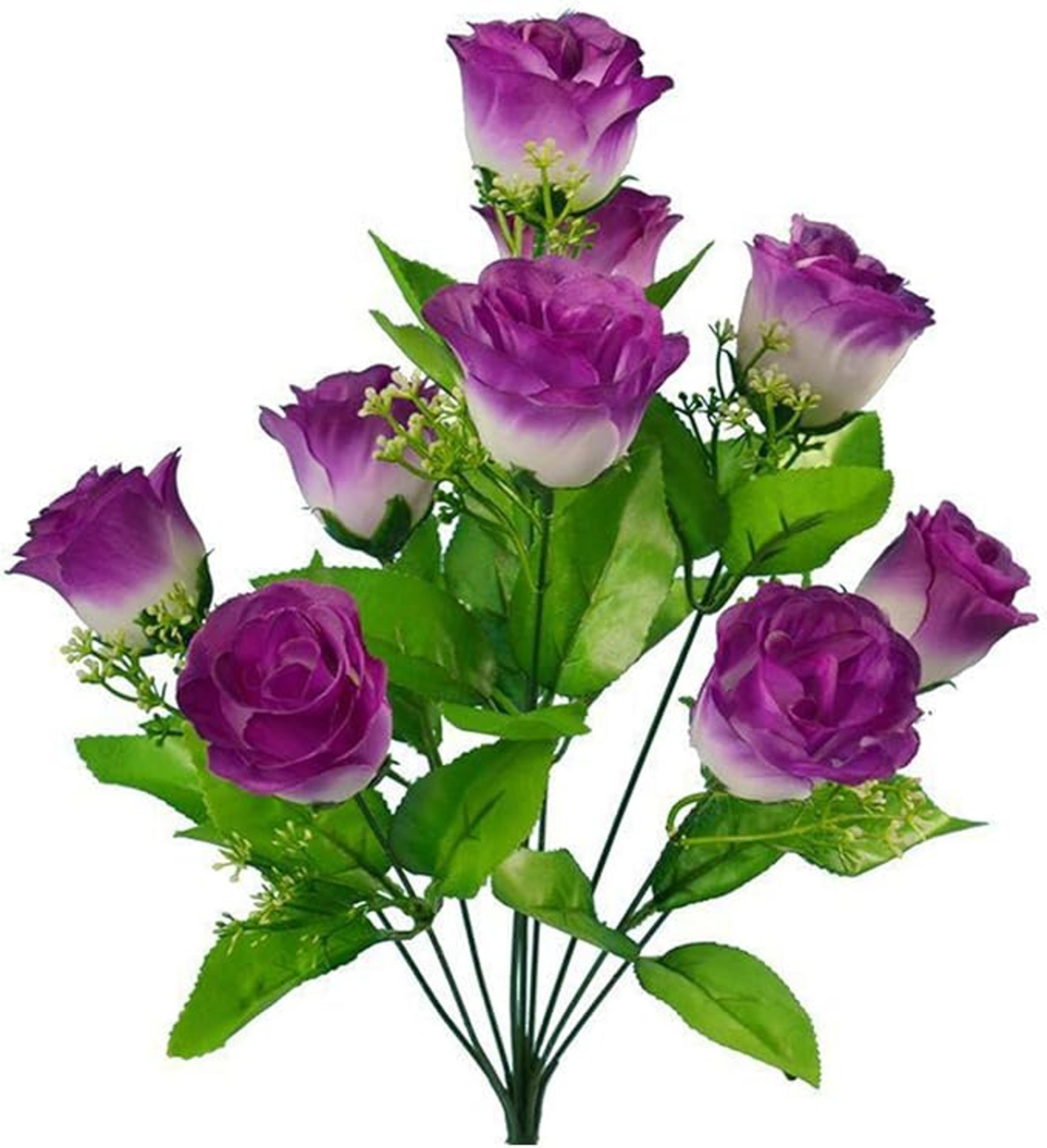 10 Head Artificial Silk Rose Bud Bunch For Wedding And Home Decor 1