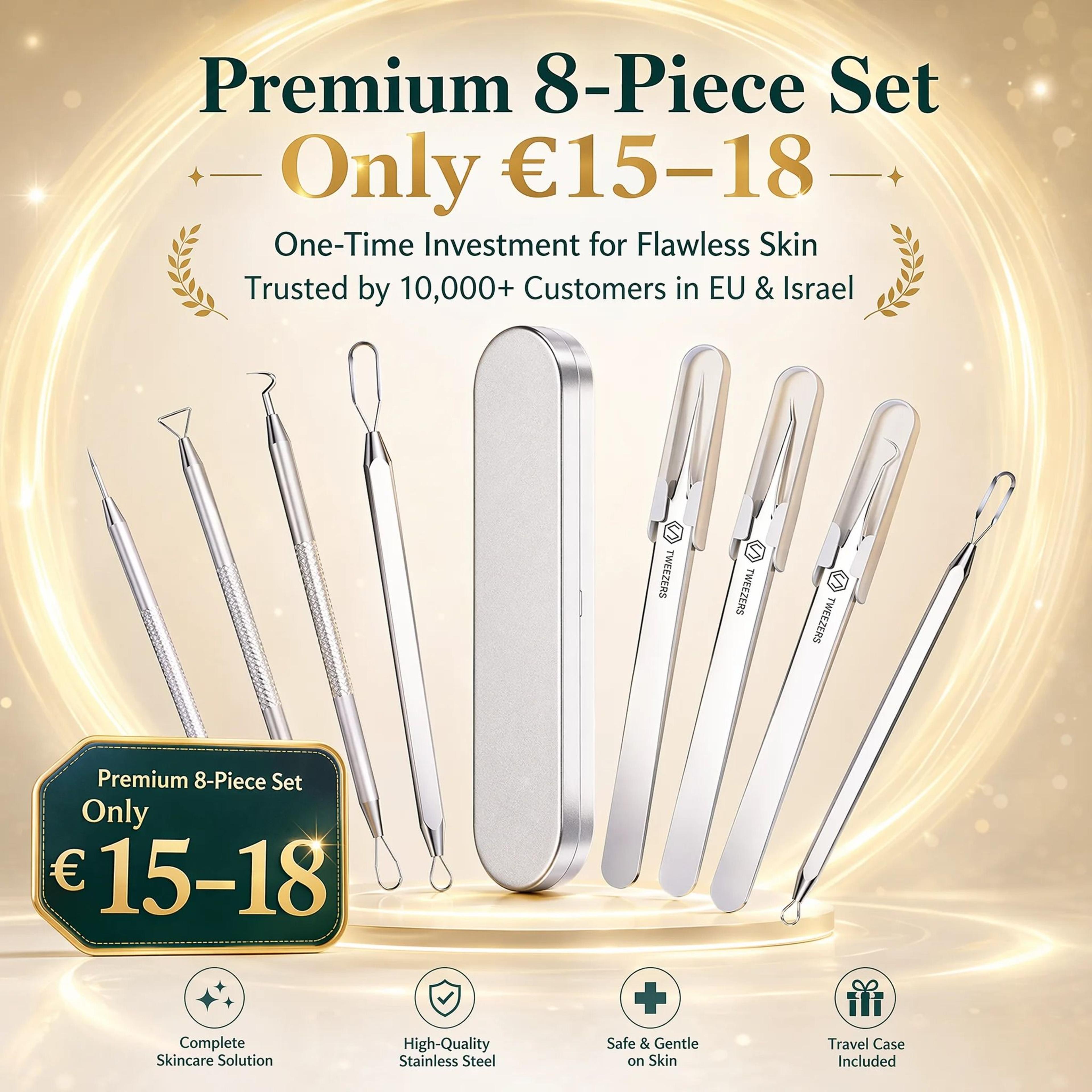 8 Piece Stainless Steel Blackhead Extractor Set 4