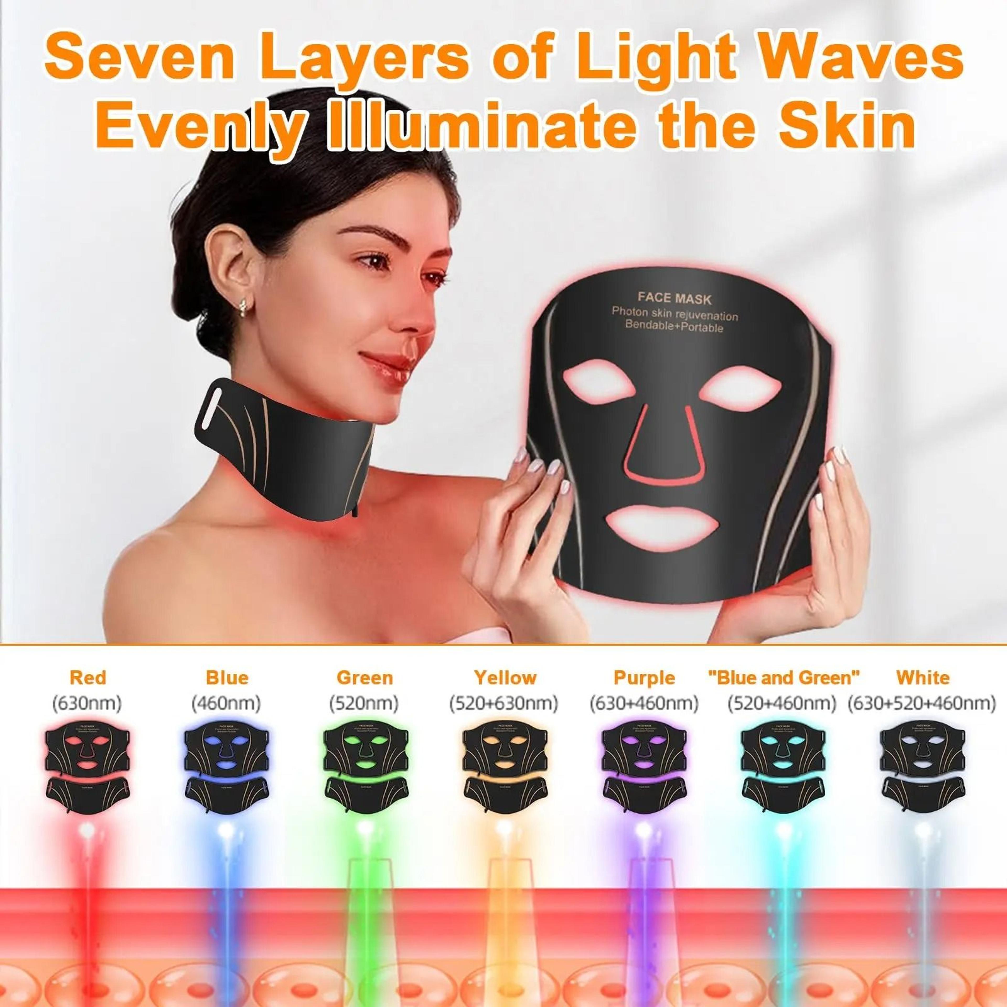 7 Color LED Face Mask USB Rechargeable Red Light Therapy Mask 7