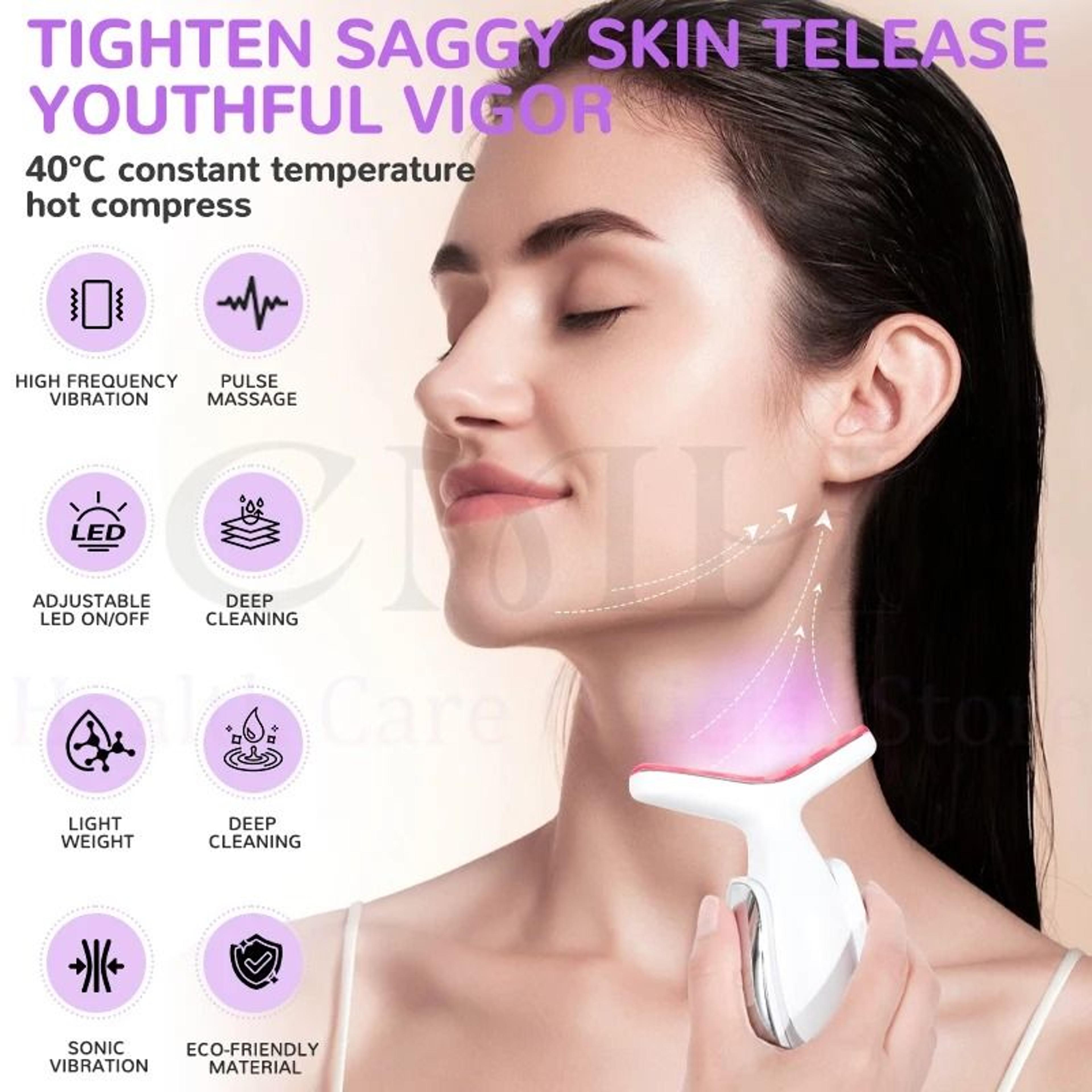 7 In 1 Neck Beauty Device Microcurrent Face Massager With LED Therapy 4