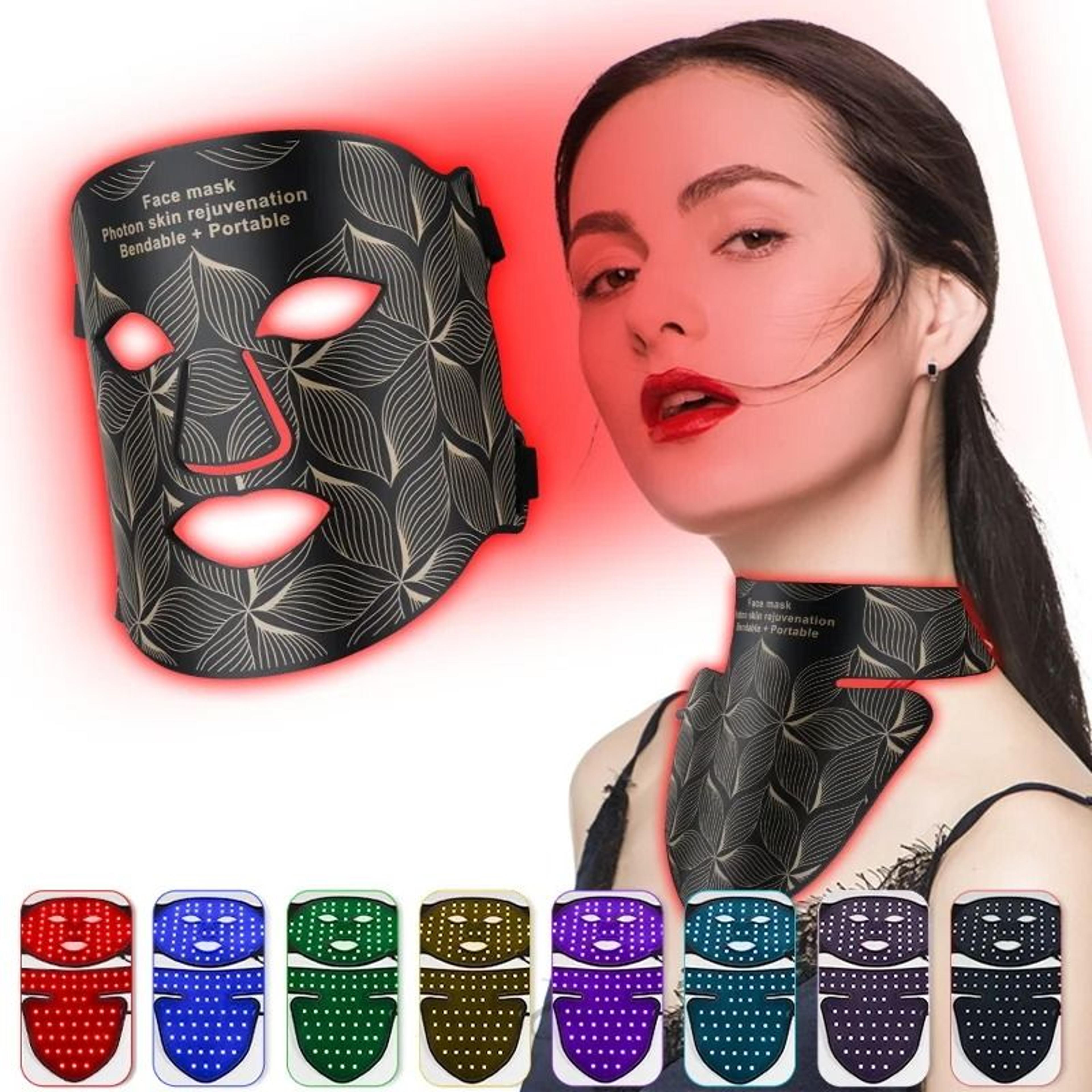 led facial mask with neck red light therapy skin care device
