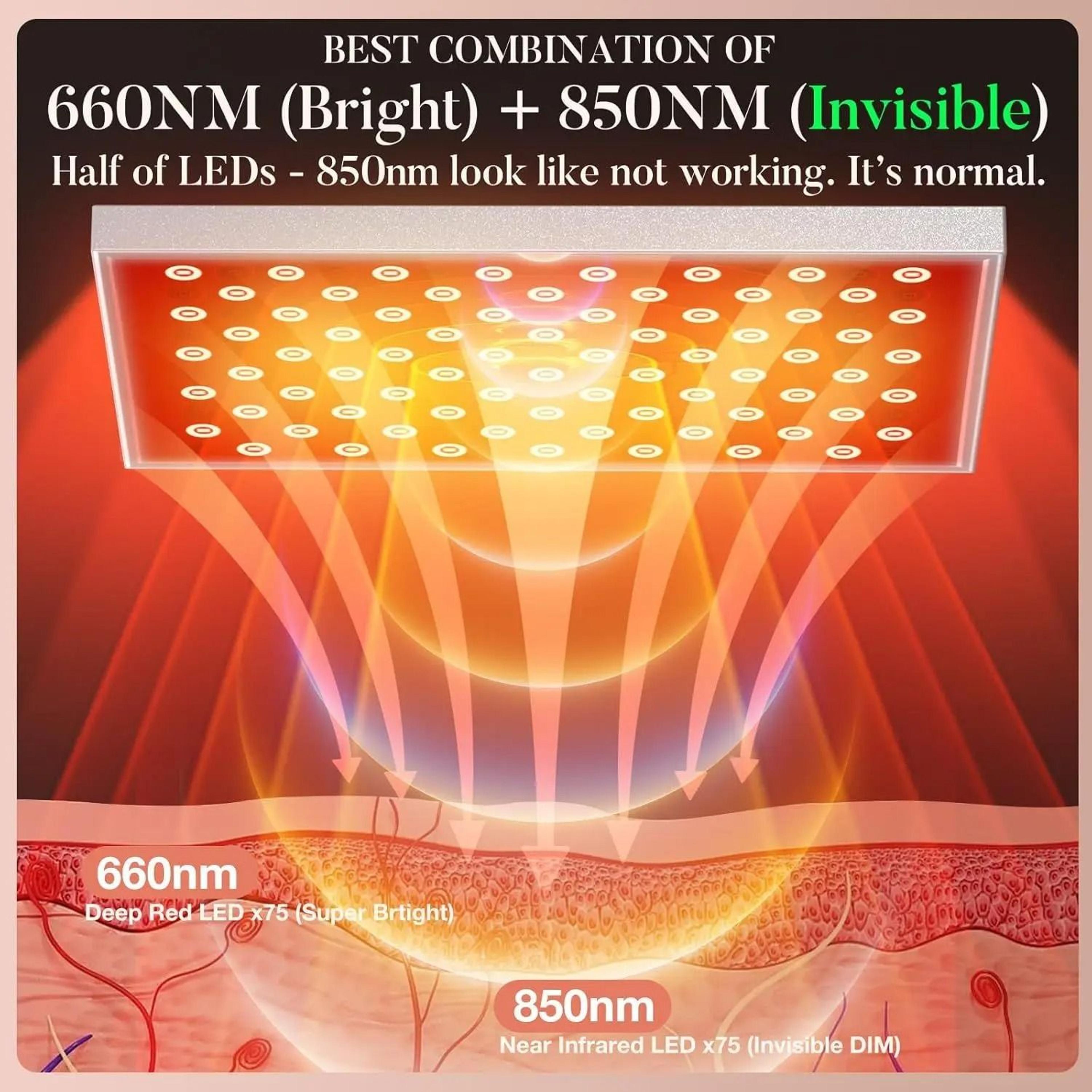 Red Light Therapy Lamp 660 850 Nm LED Panel With Stand 4