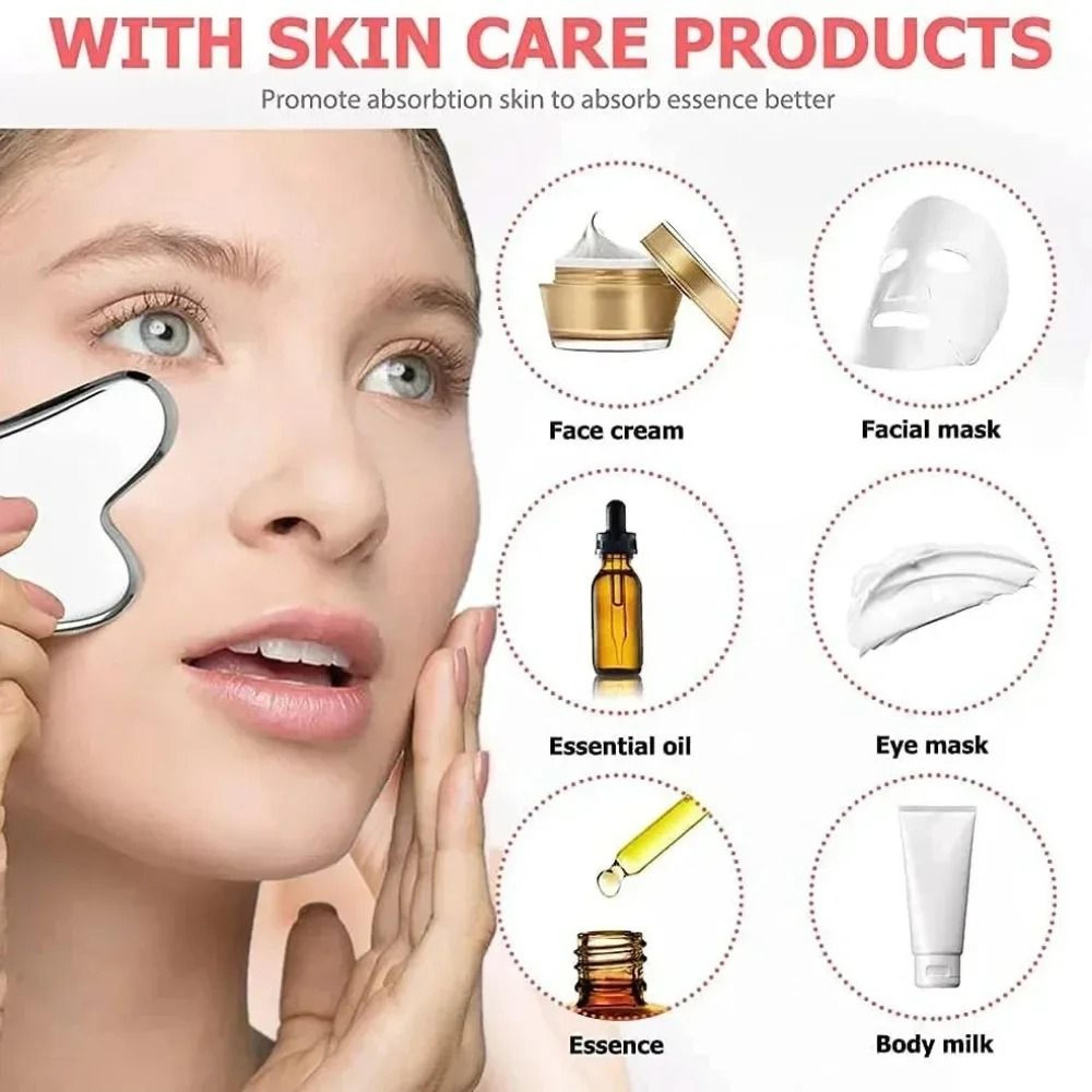 Ice Face Roller And Stainless Steel Gua Sha Massage Set 5