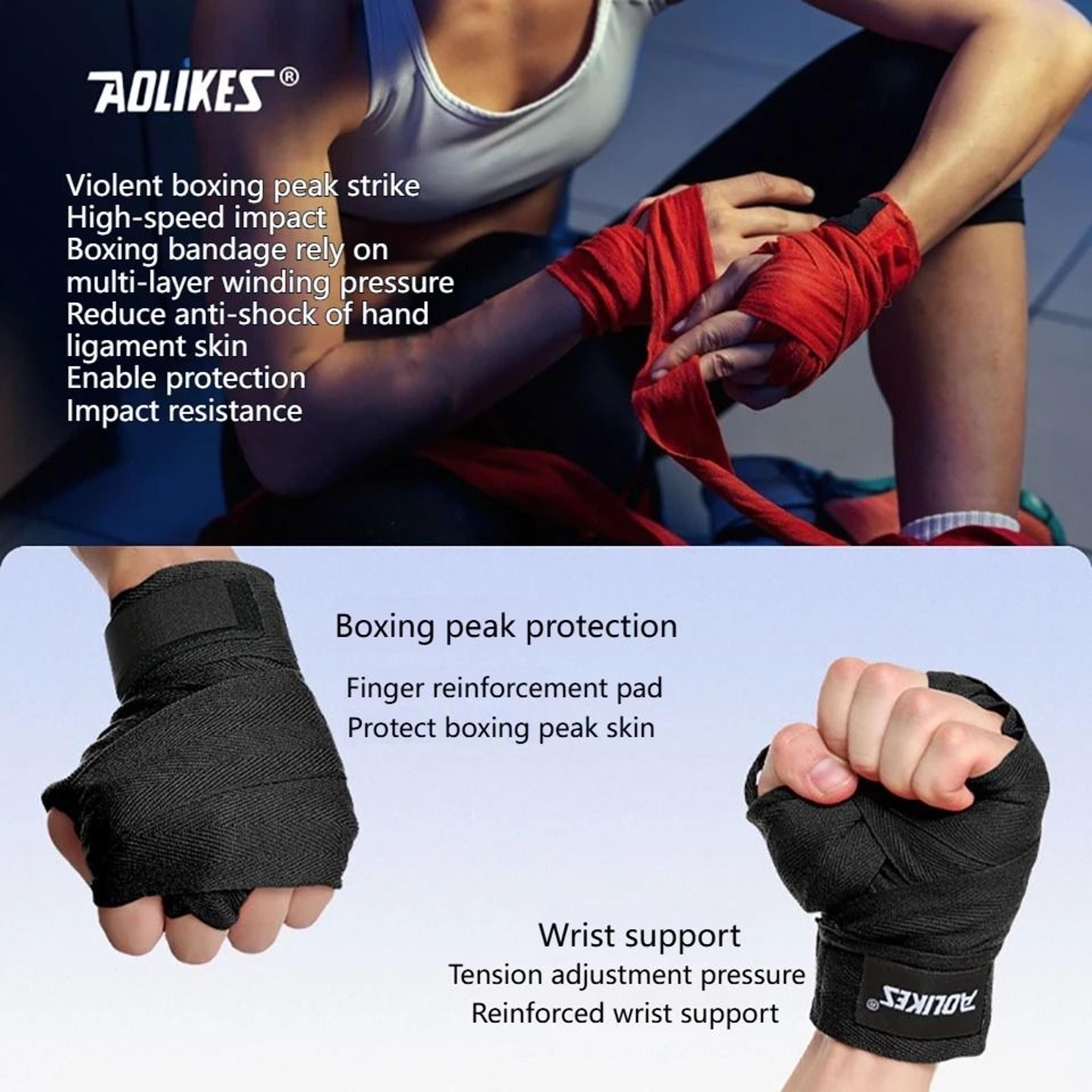 AOLIKES Adjustable Boxing Hand Wraps For Muay Thai Kickboxing MMA And Wrist Support 8