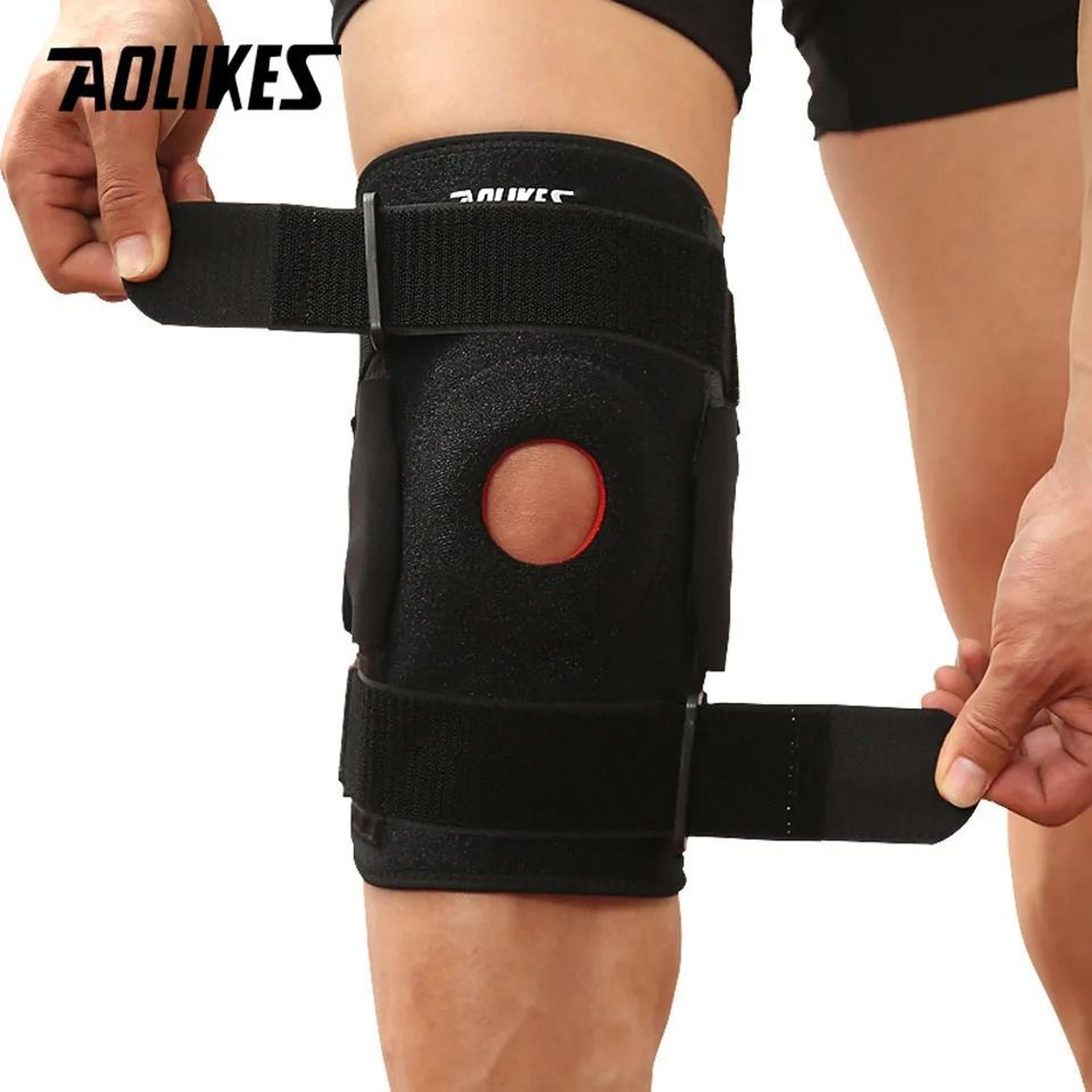 aolikes adjustable aluminum stabilizer knee brace for hiking cycling and outdoor joint support