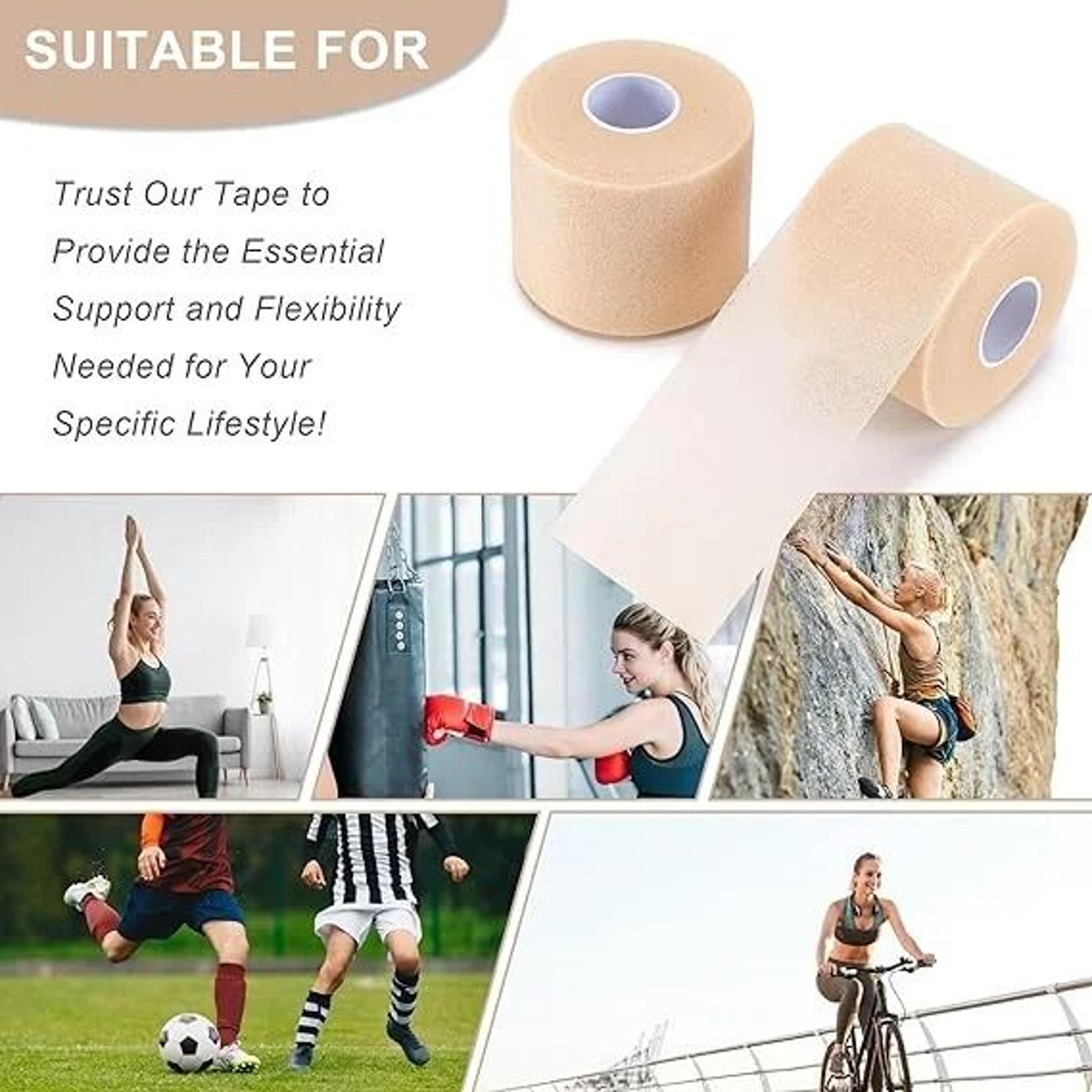RGGMQQ 4 Roll Athletic Pre Wrap Tape For Sports And Hair 3