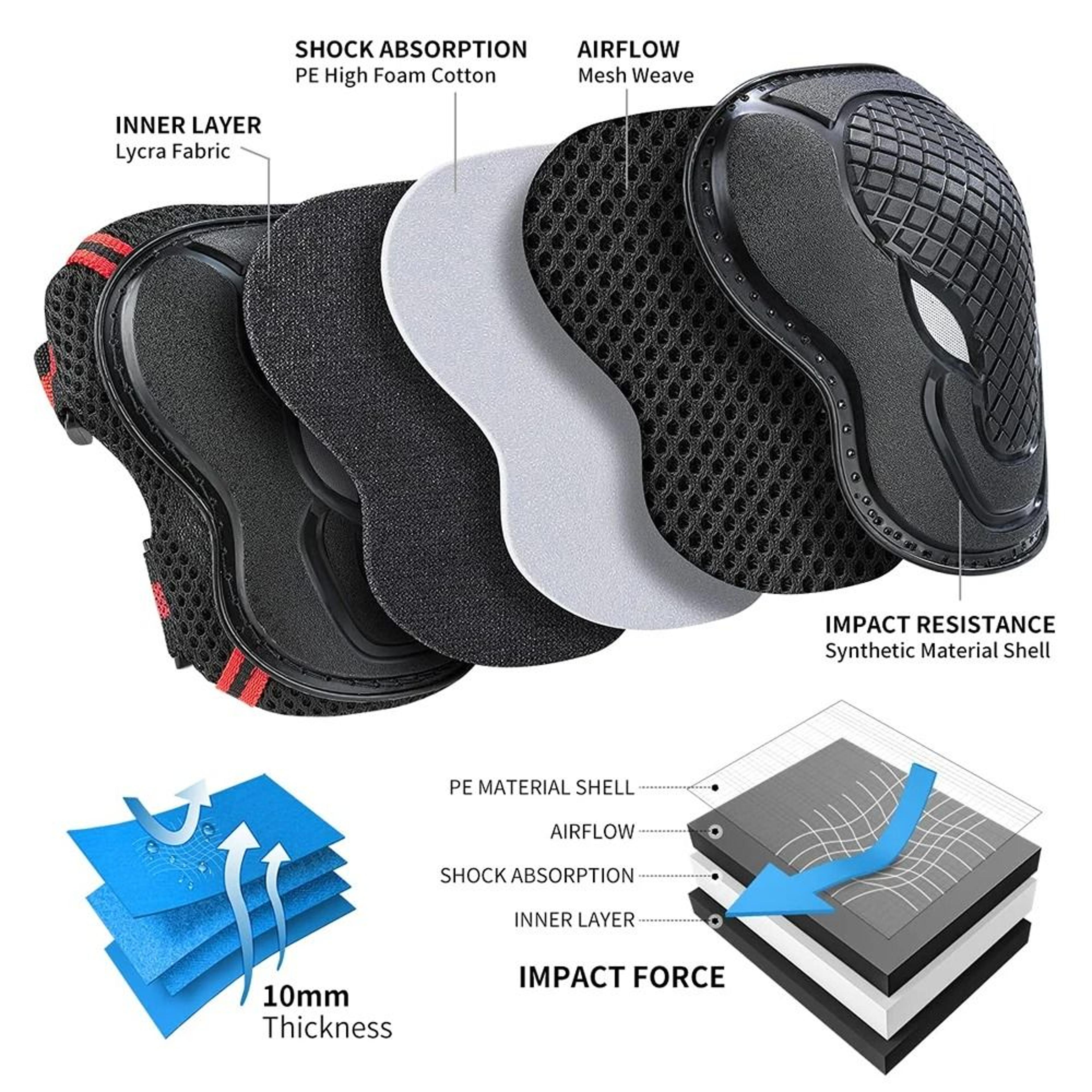 6 Piece Multi Sport Protective Gear Set With Knee Elbow And Wrist Guards 5