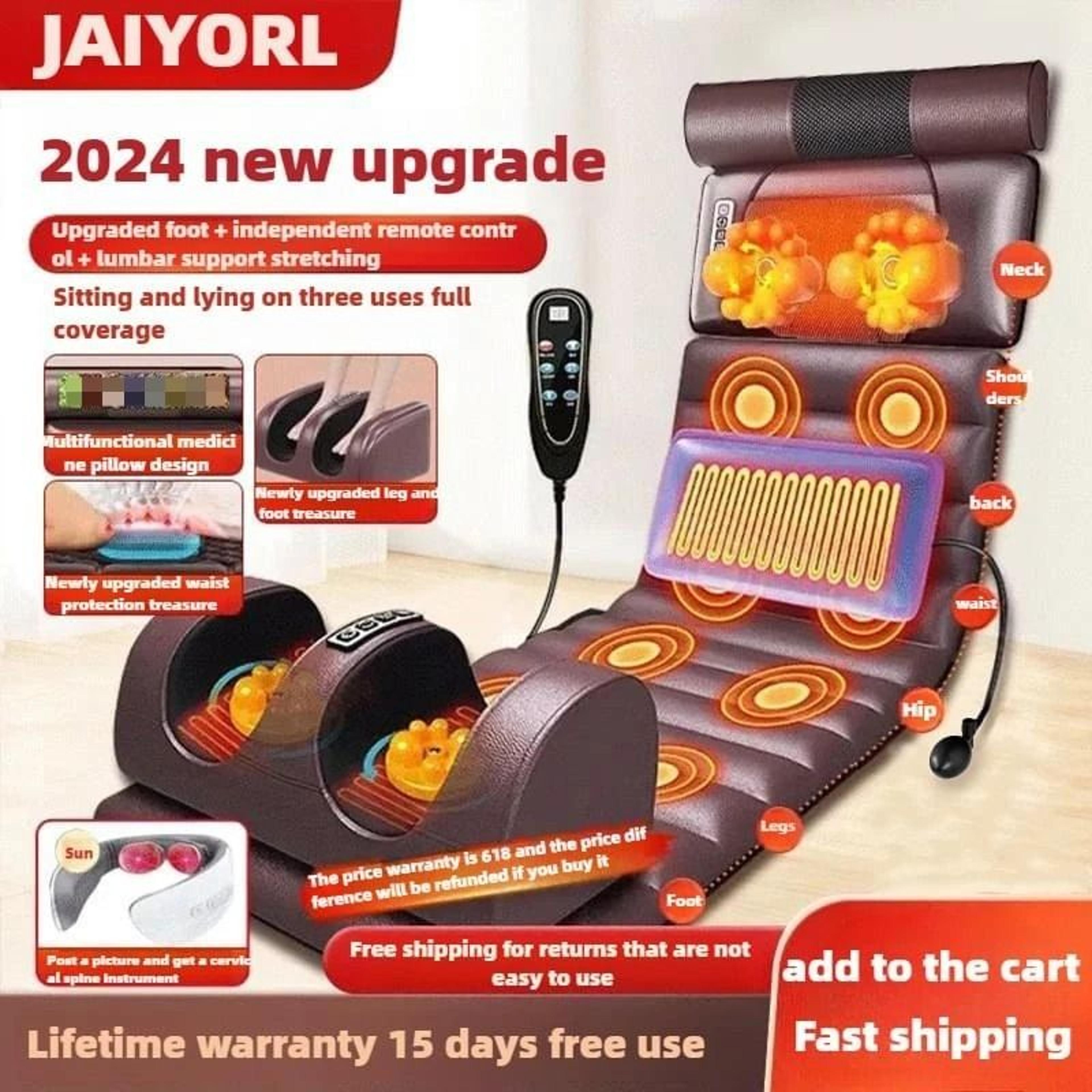 heated full body massage mattress with kneading and air compression