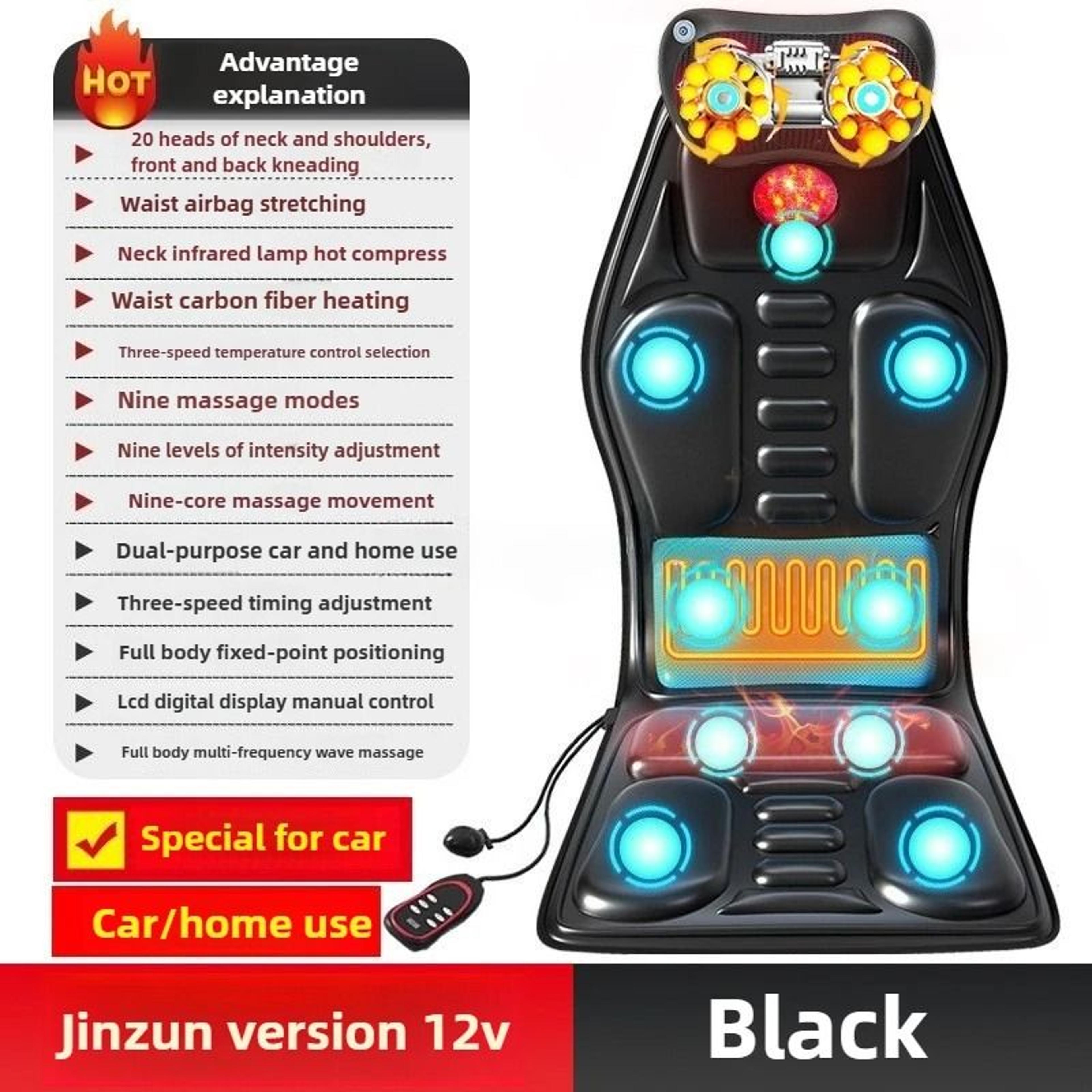 heated massage seat cushion with lumbar airbag