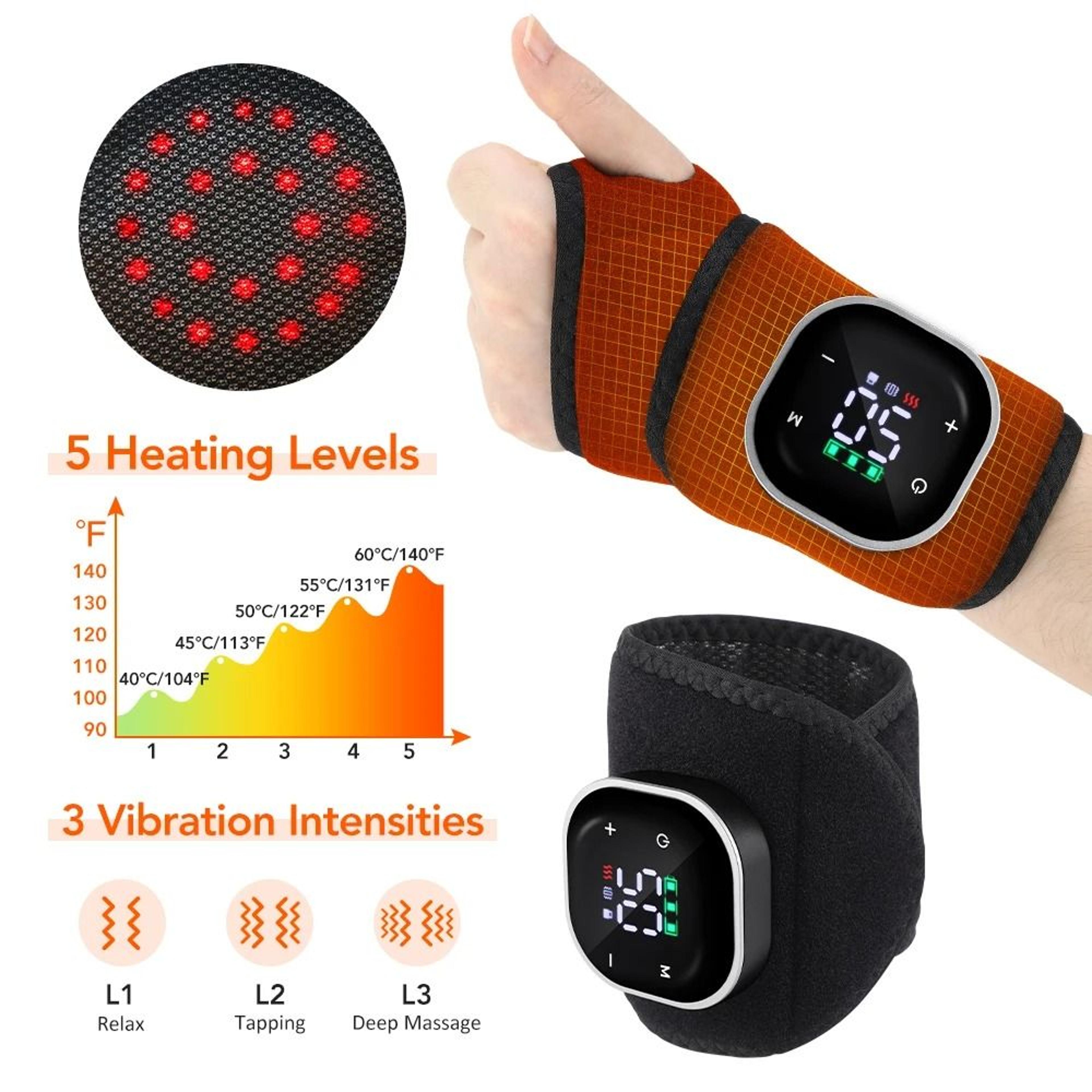 Infrared Heated Wrist Wrap With Red Light And Vibration 1