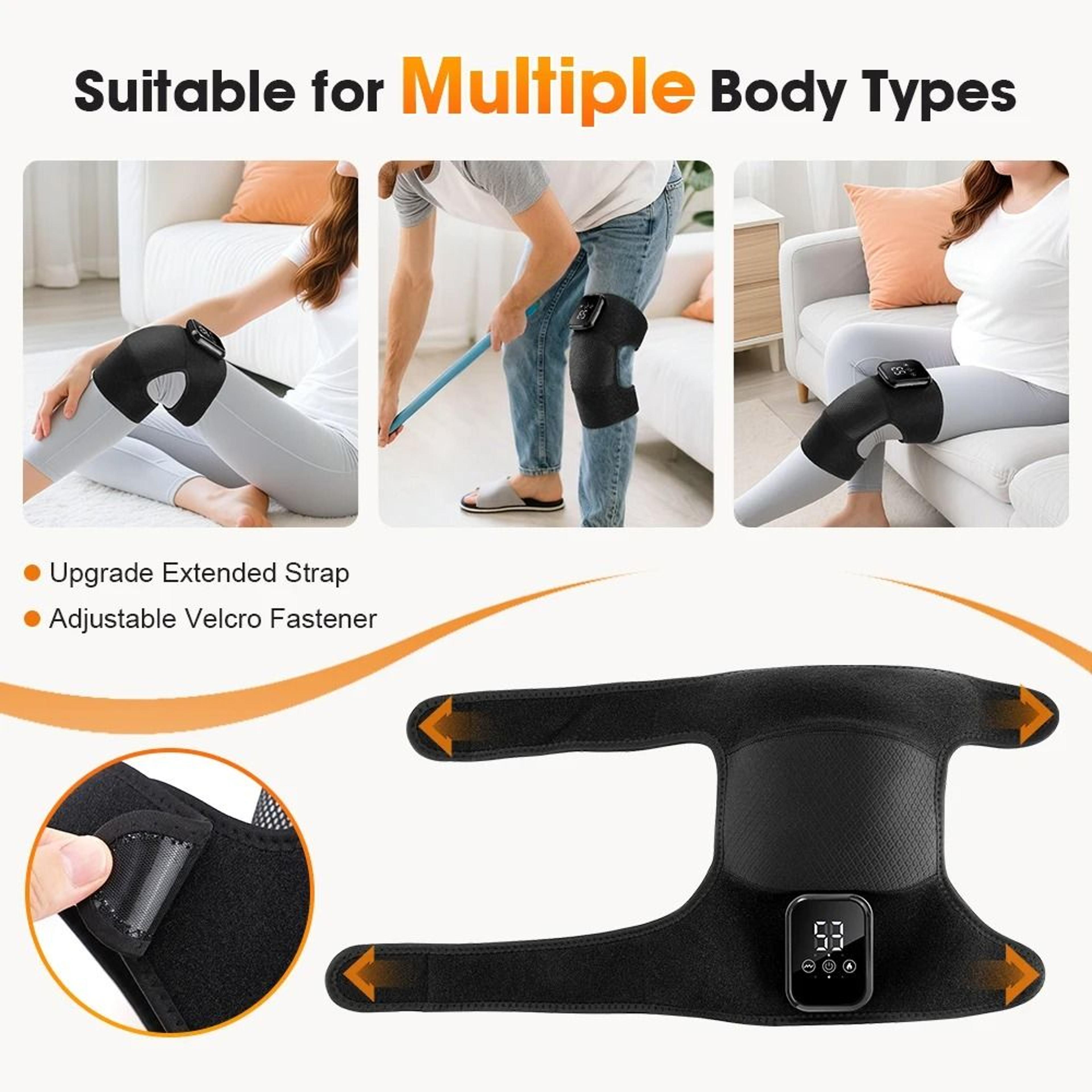 Cordless Heated Knee Massager With Vibration And Extended Strap 4