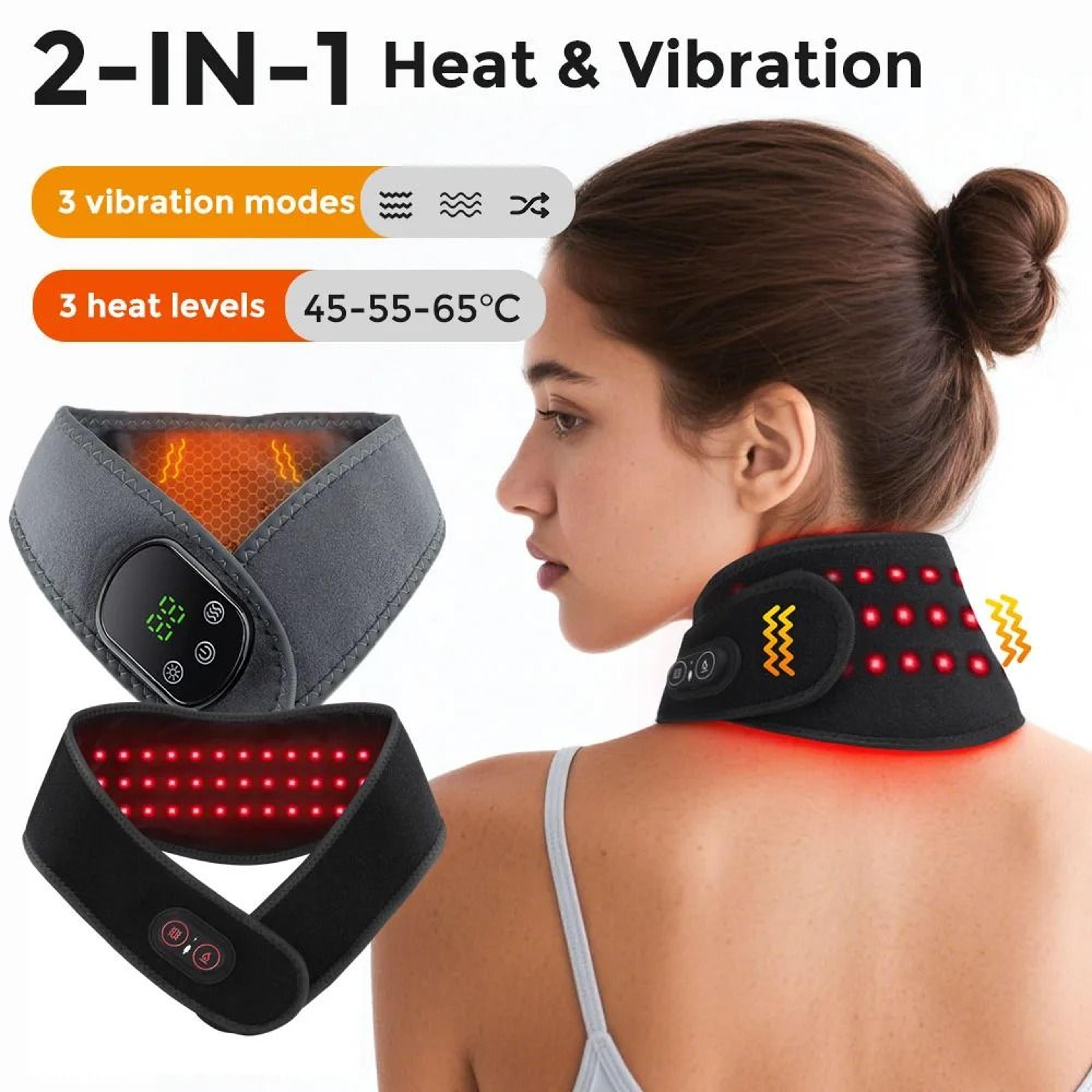 cordless red light neck massager with heat and vibration