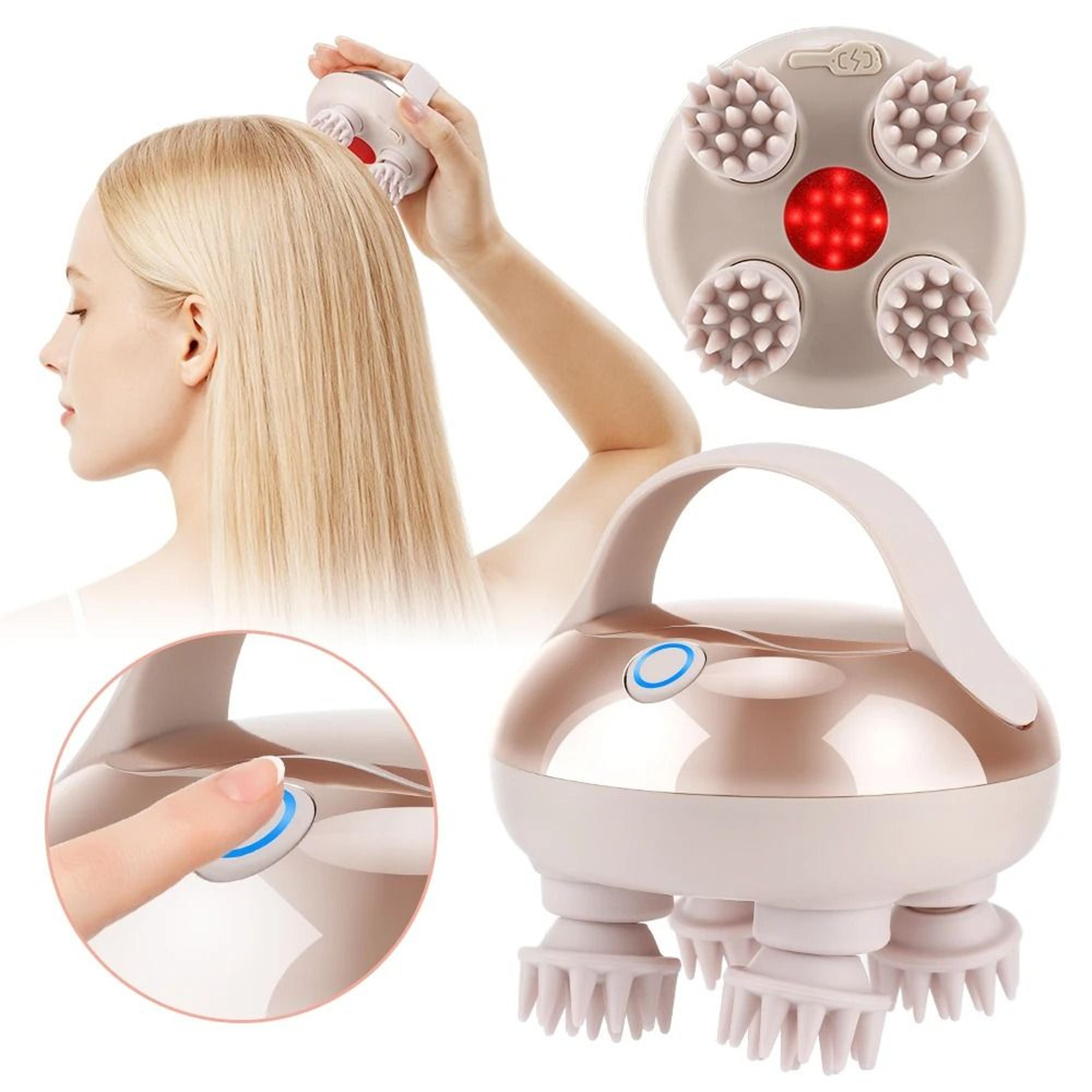 cordless electric scalp massager with kneading light and two speeds