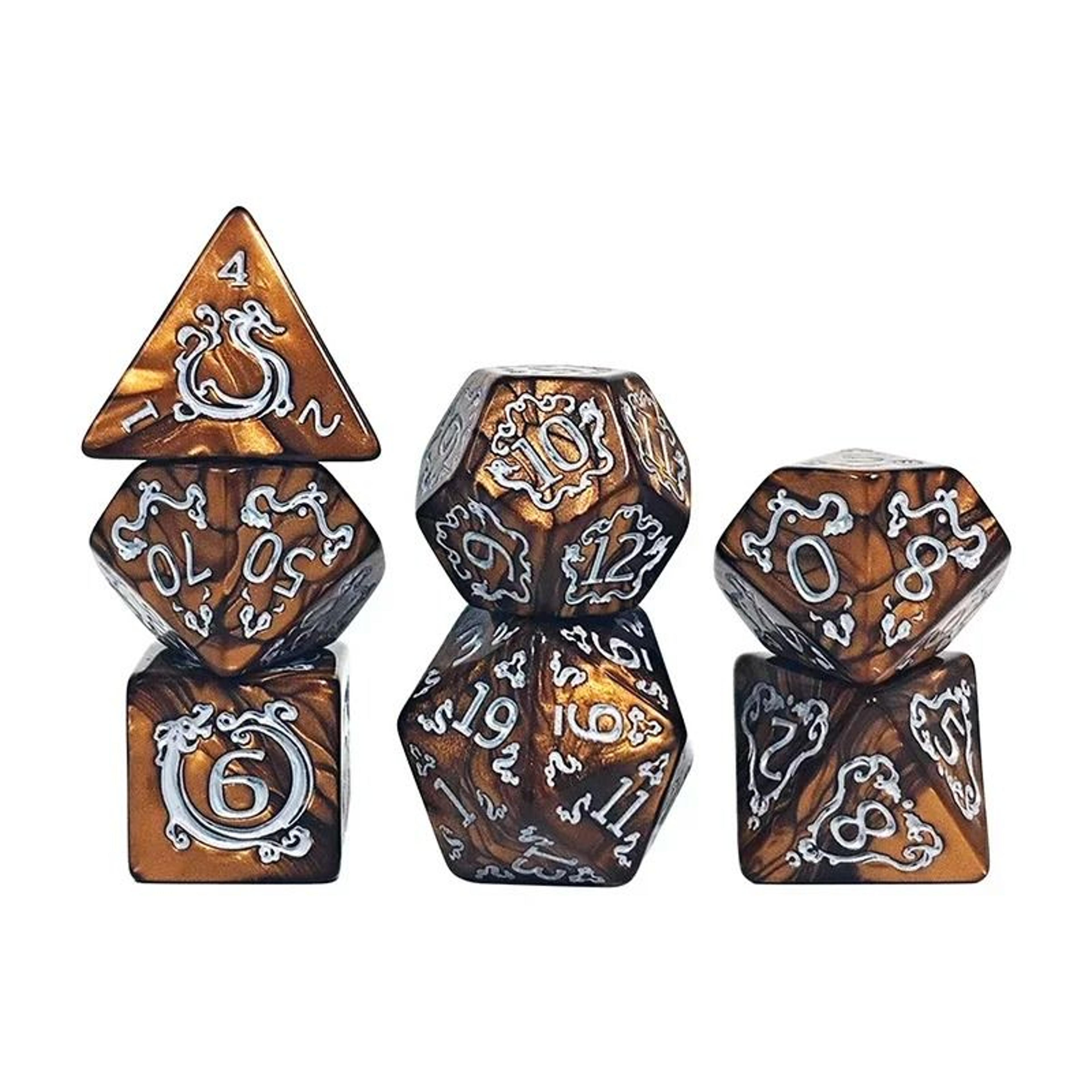 Dragon Pattern Polyhedral Dice Set For Tabletop RPG Games 4