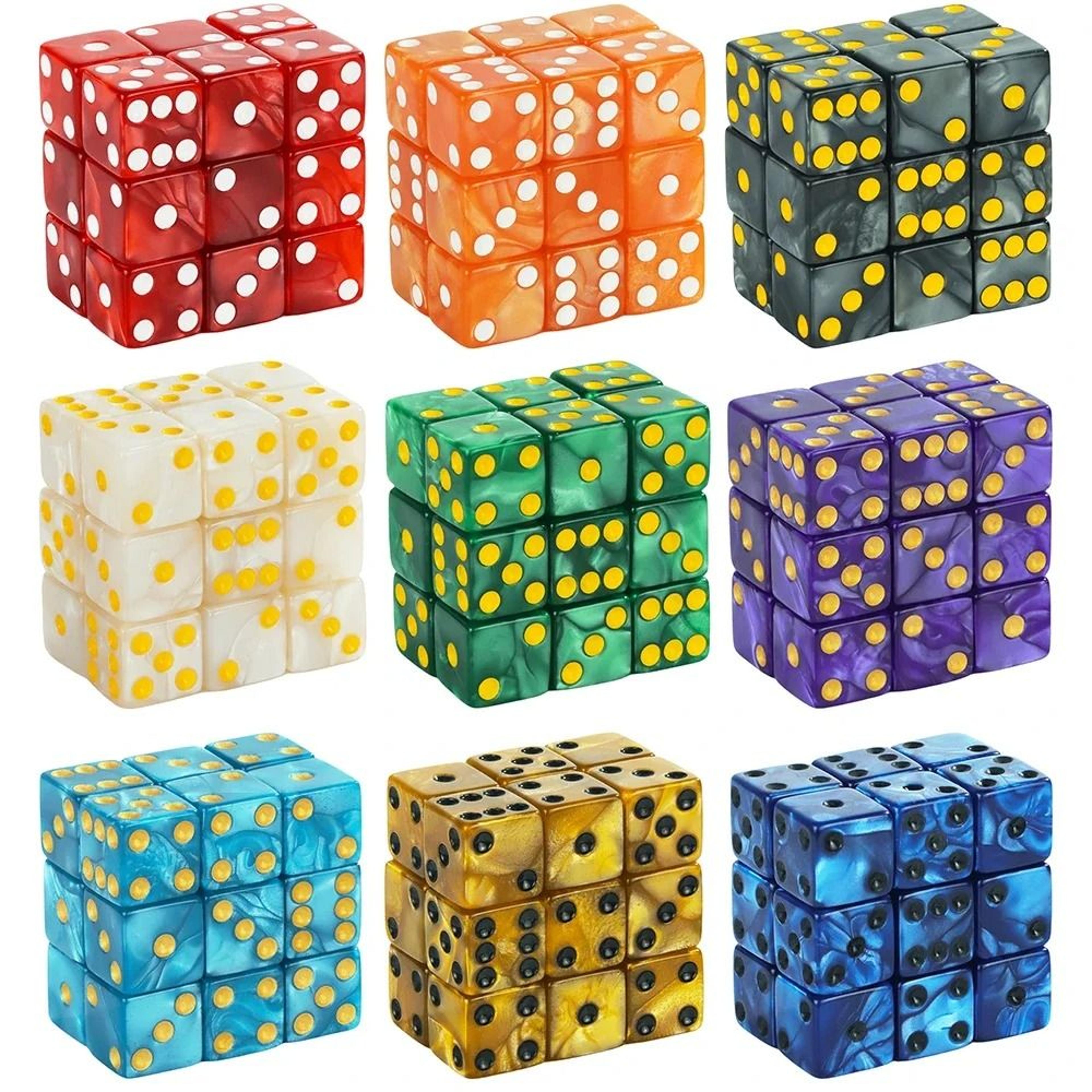 aventurine style 16mm marble acrylic d6 dice set