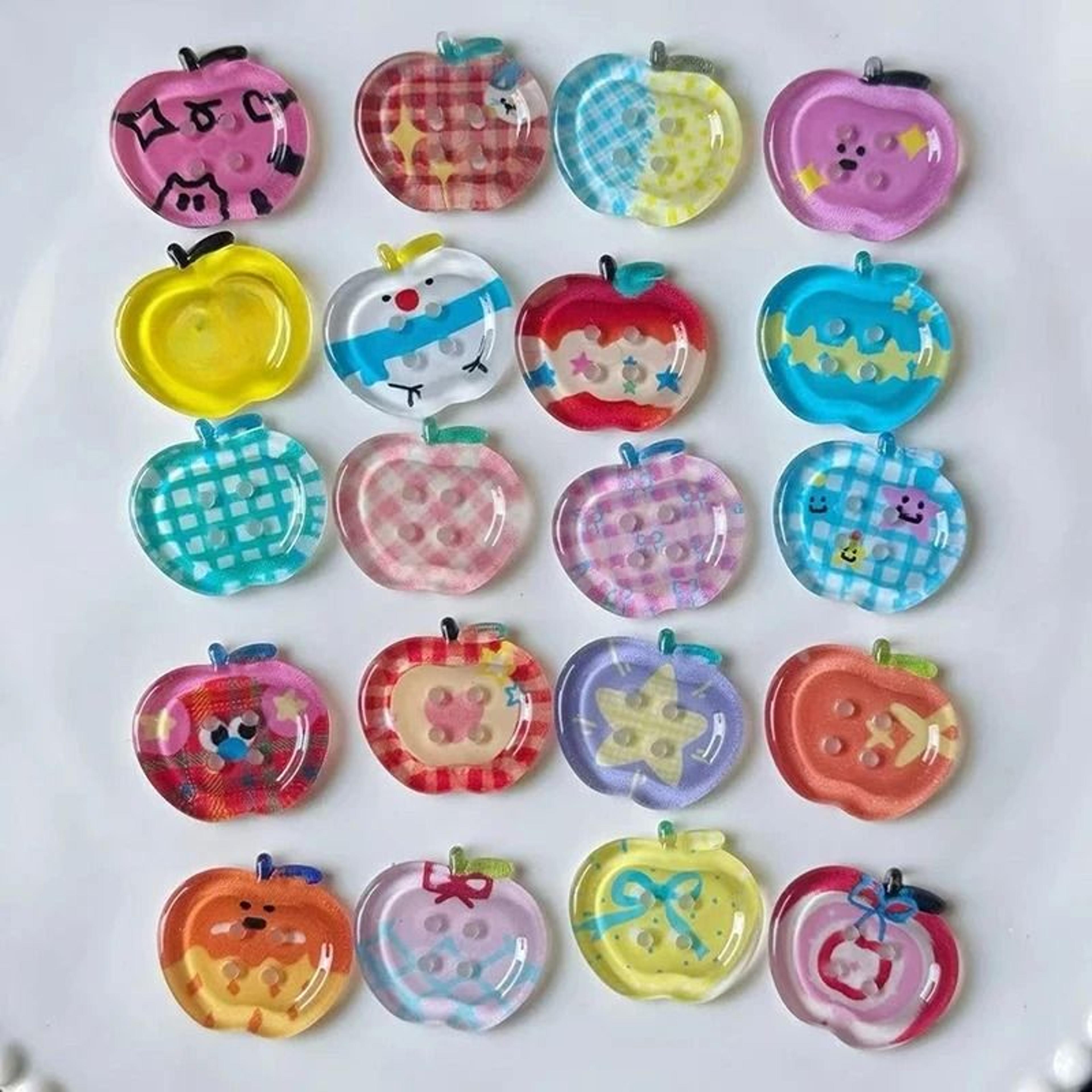 Mixed Color Transparent Craft Buttons 10 Or 20 Piece Set 2