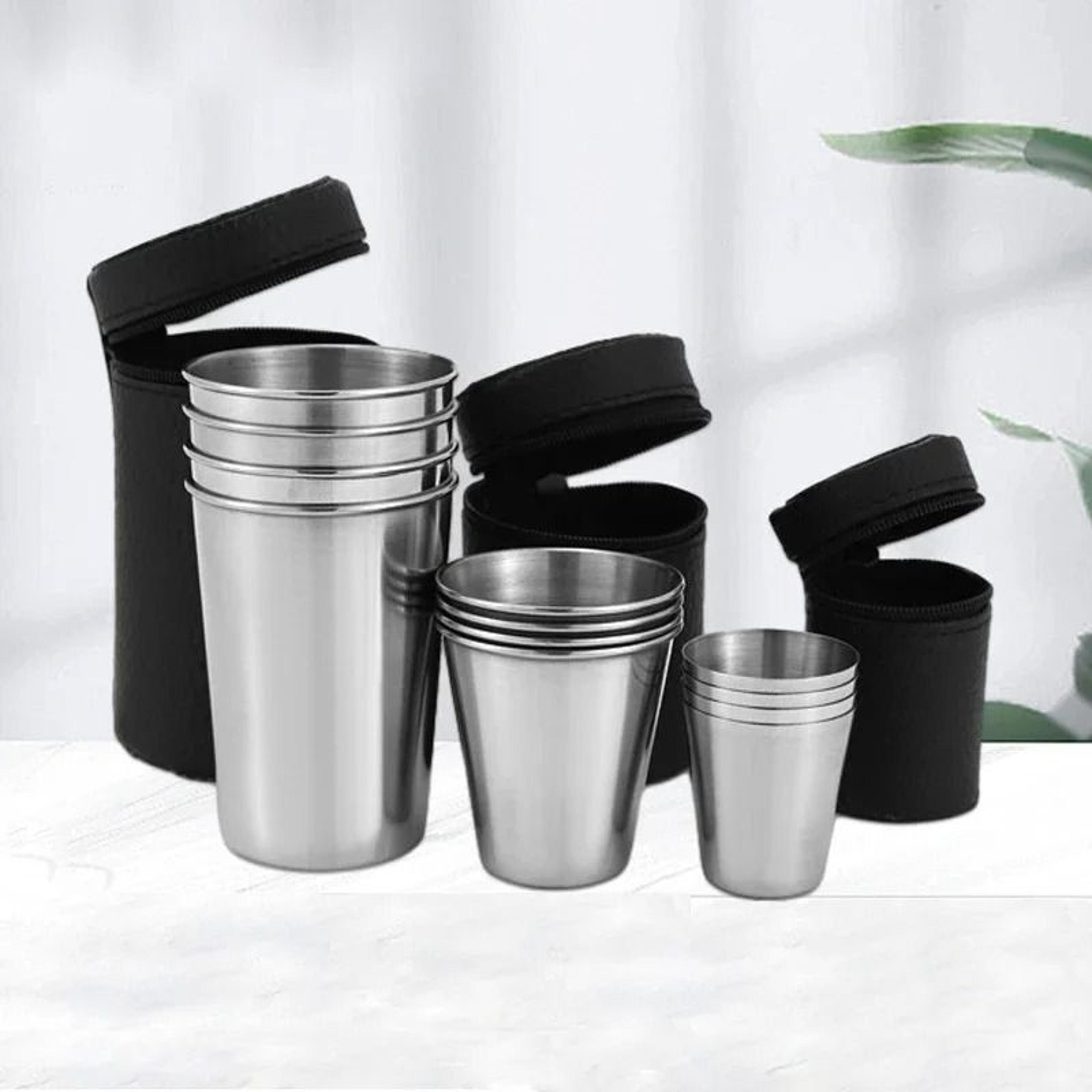 Portable Stainless Steel Camping Cups With Carry Case 6