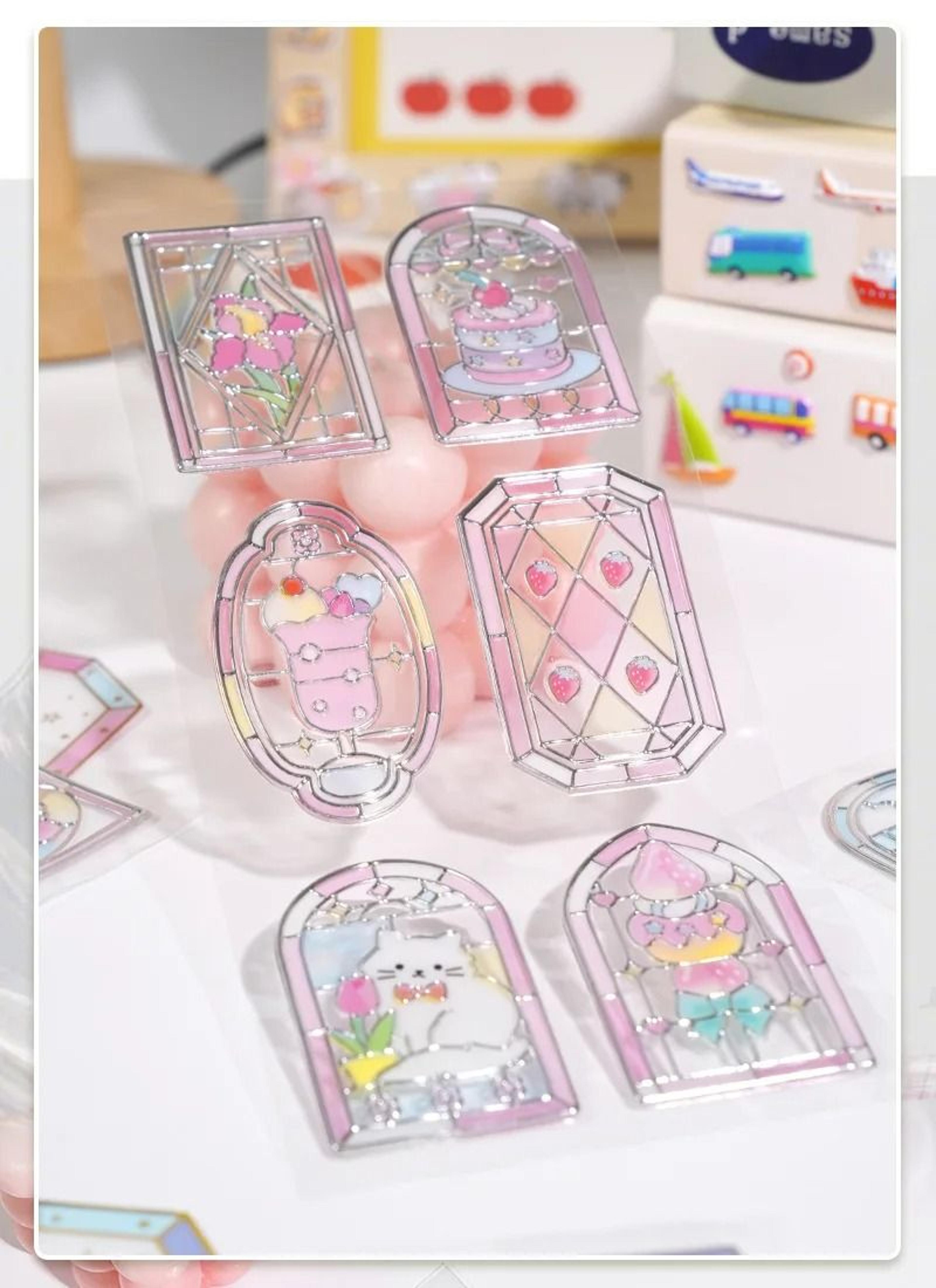 Kawaii Stained Glass Dessert 3D Sticker Sheet 4