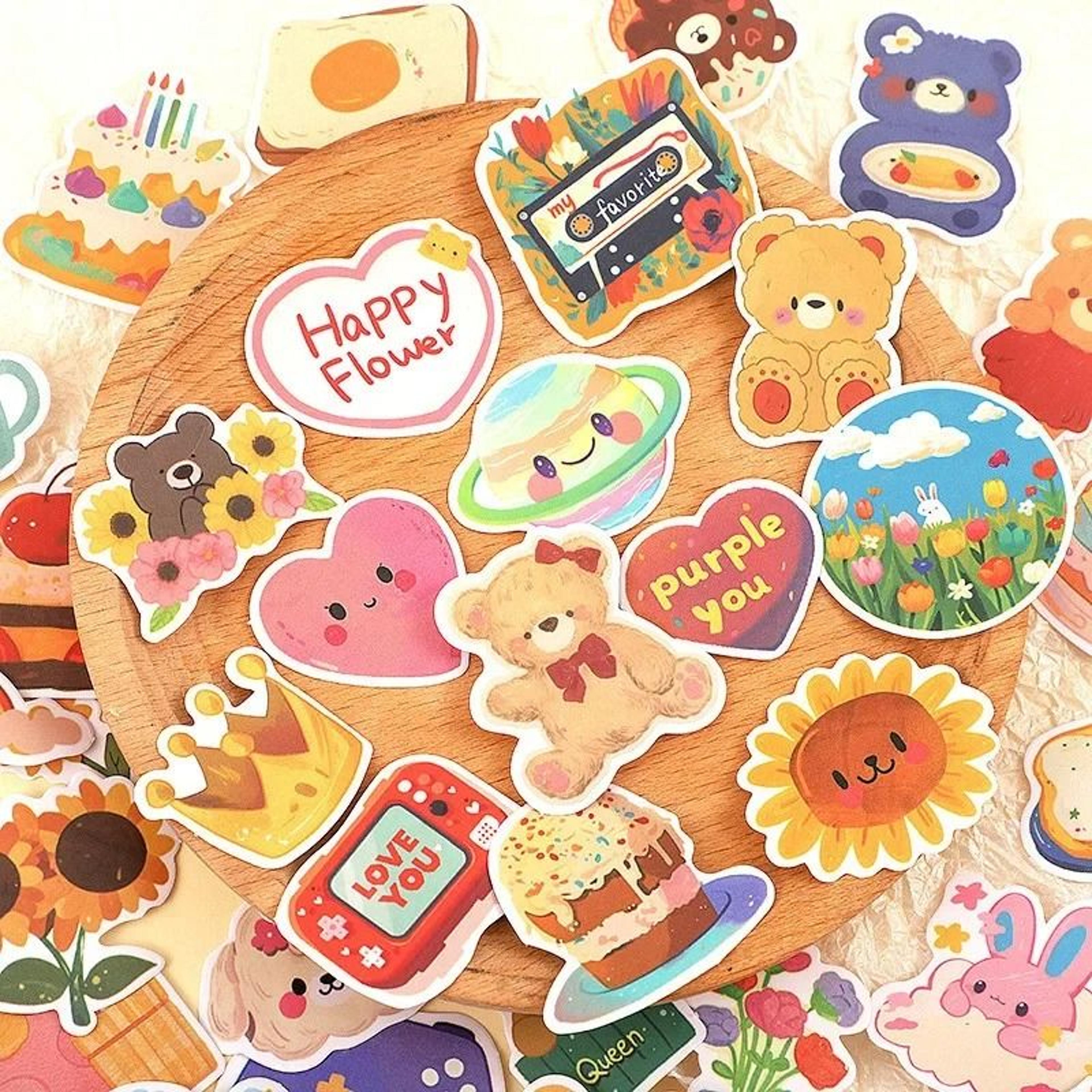 Kawaii Korean Watercolor Bear Sticker Pack 1