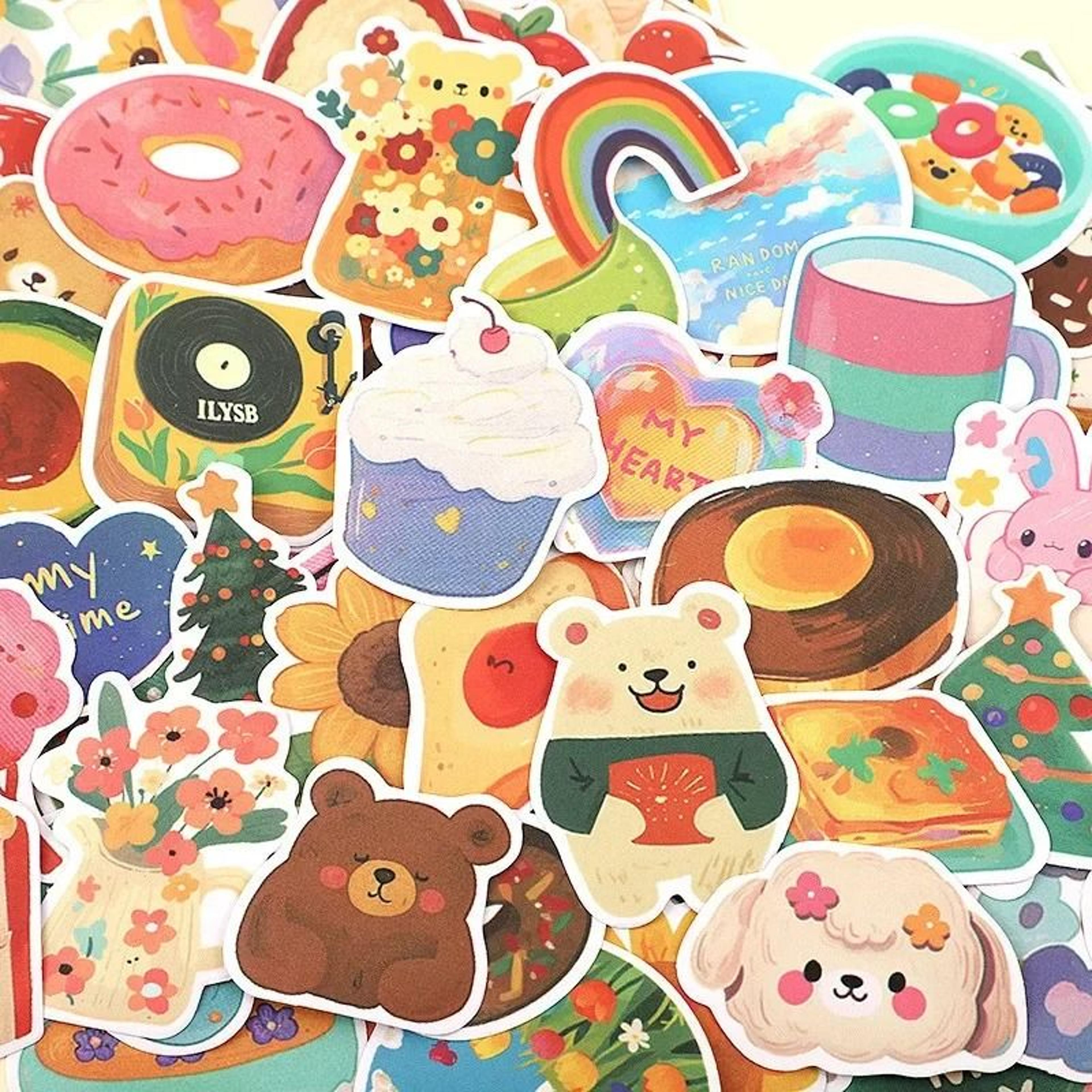 Kawaii Korean Watercolor Bear Sticker Pack 3