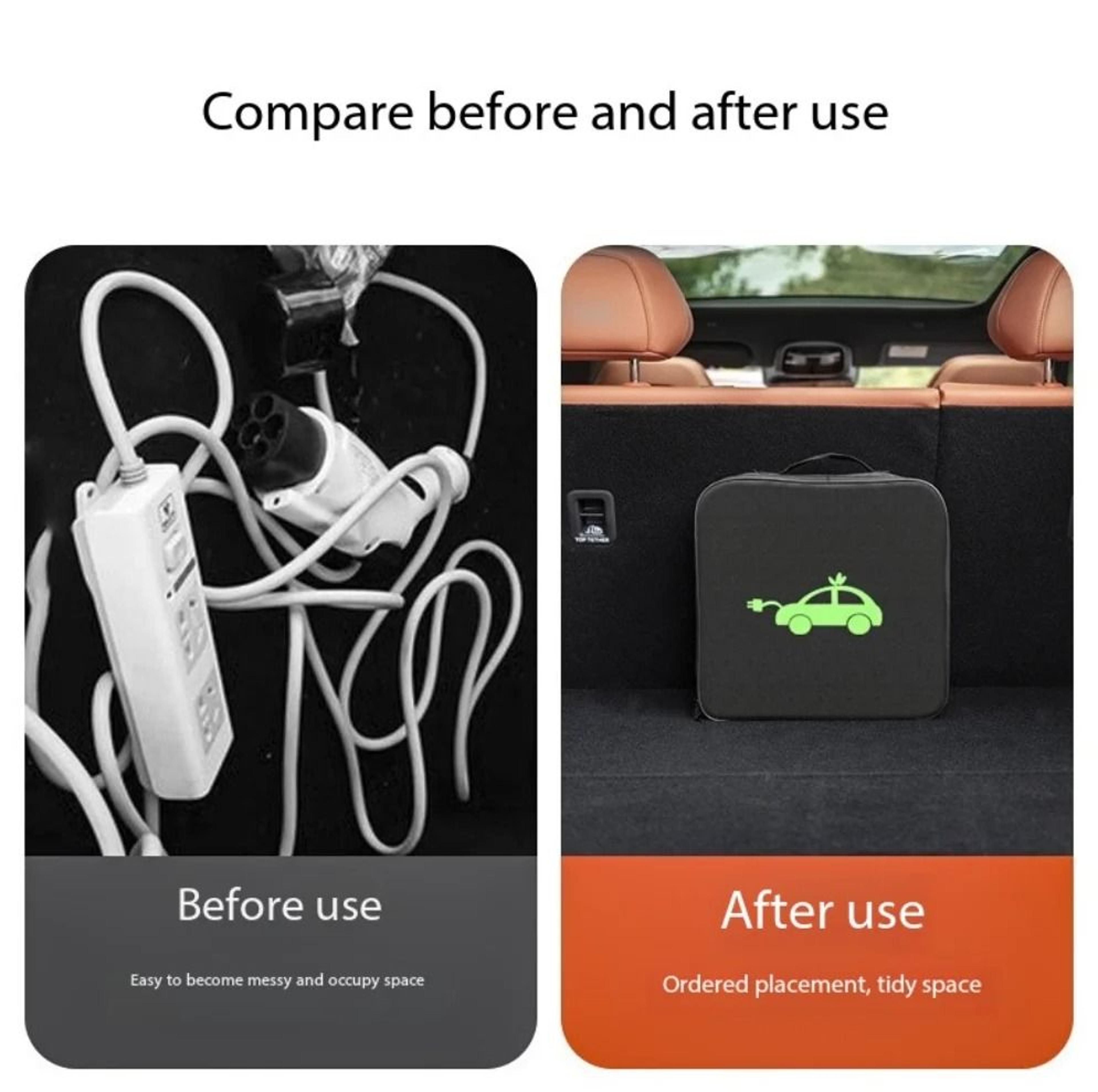 1pc Waterproof EV Charging Cable Storage Carry Bag With Handle 4
