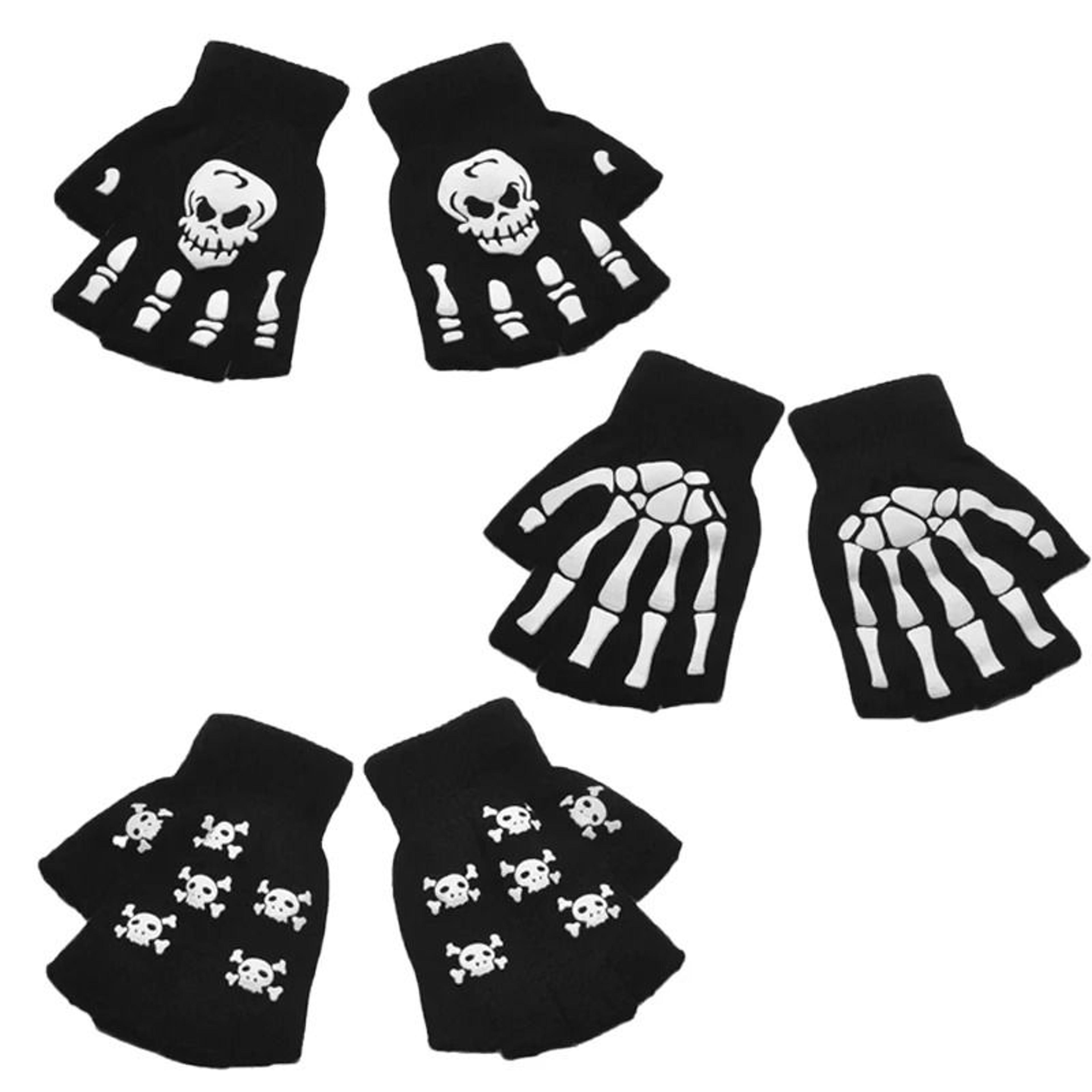 Glow In The Dark Skeleton Fingerless Gloves 7