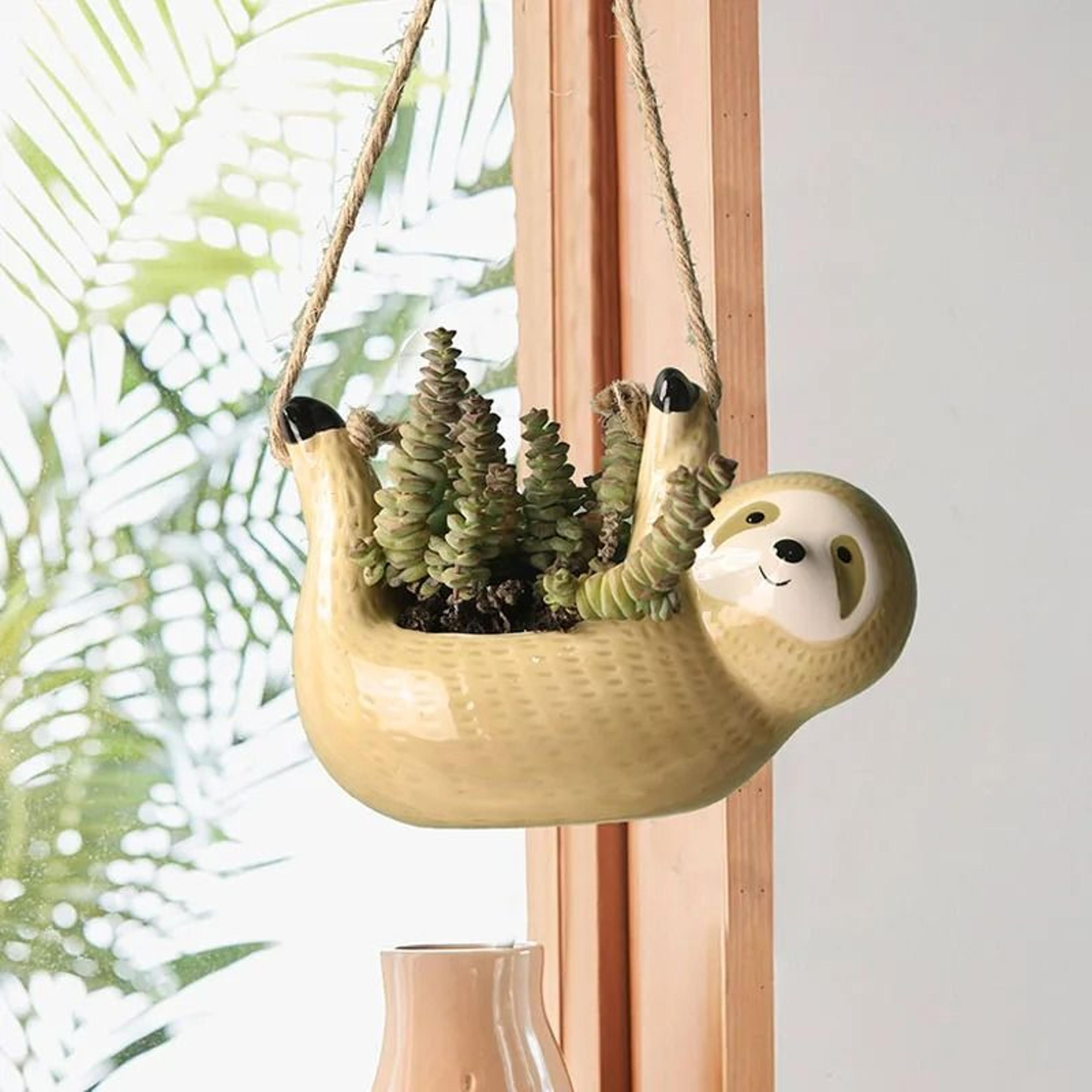 cute ceramic hanging animal planter for trailing plants home and garden decor