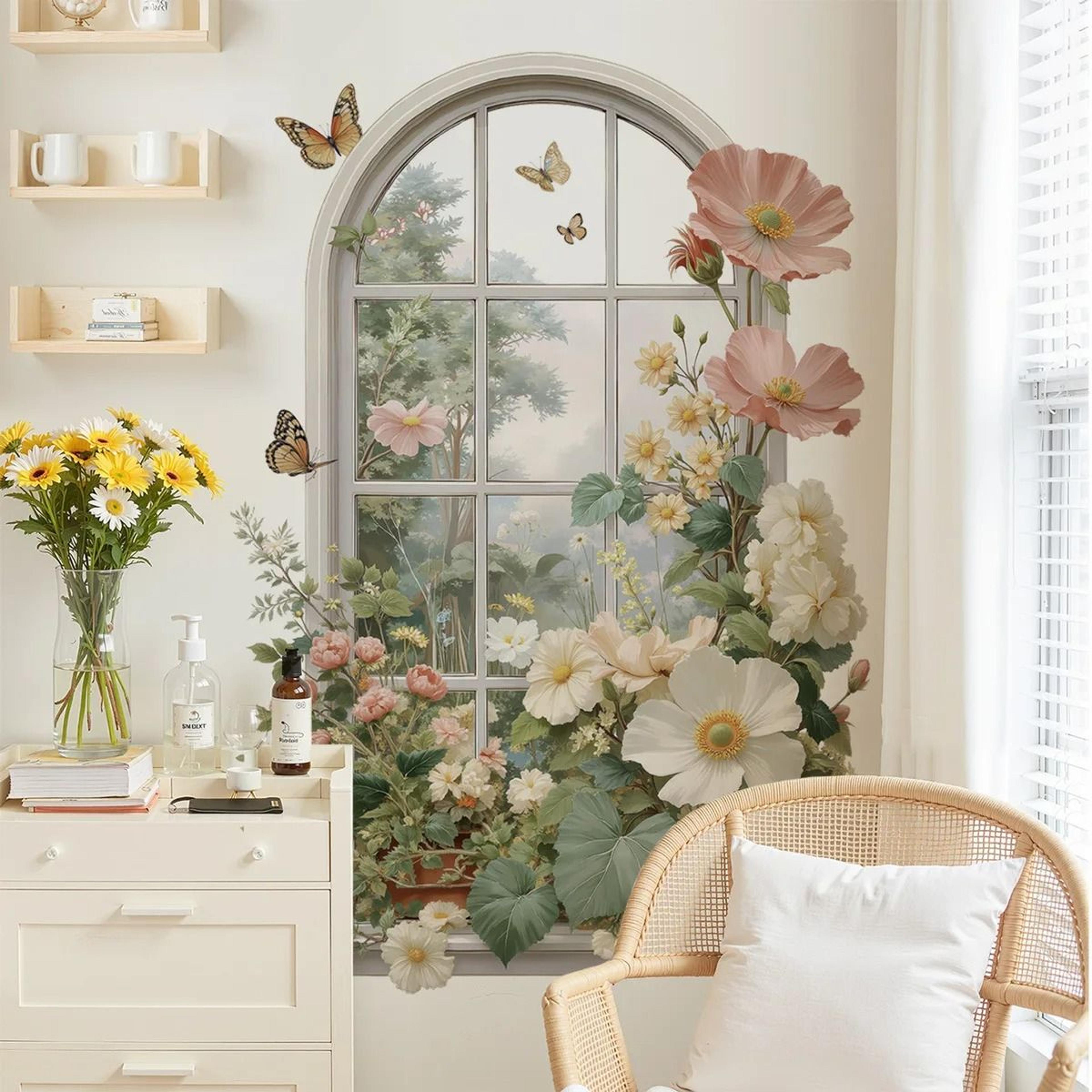 Realistic Flower Fake Window Removable Wall Decal 1