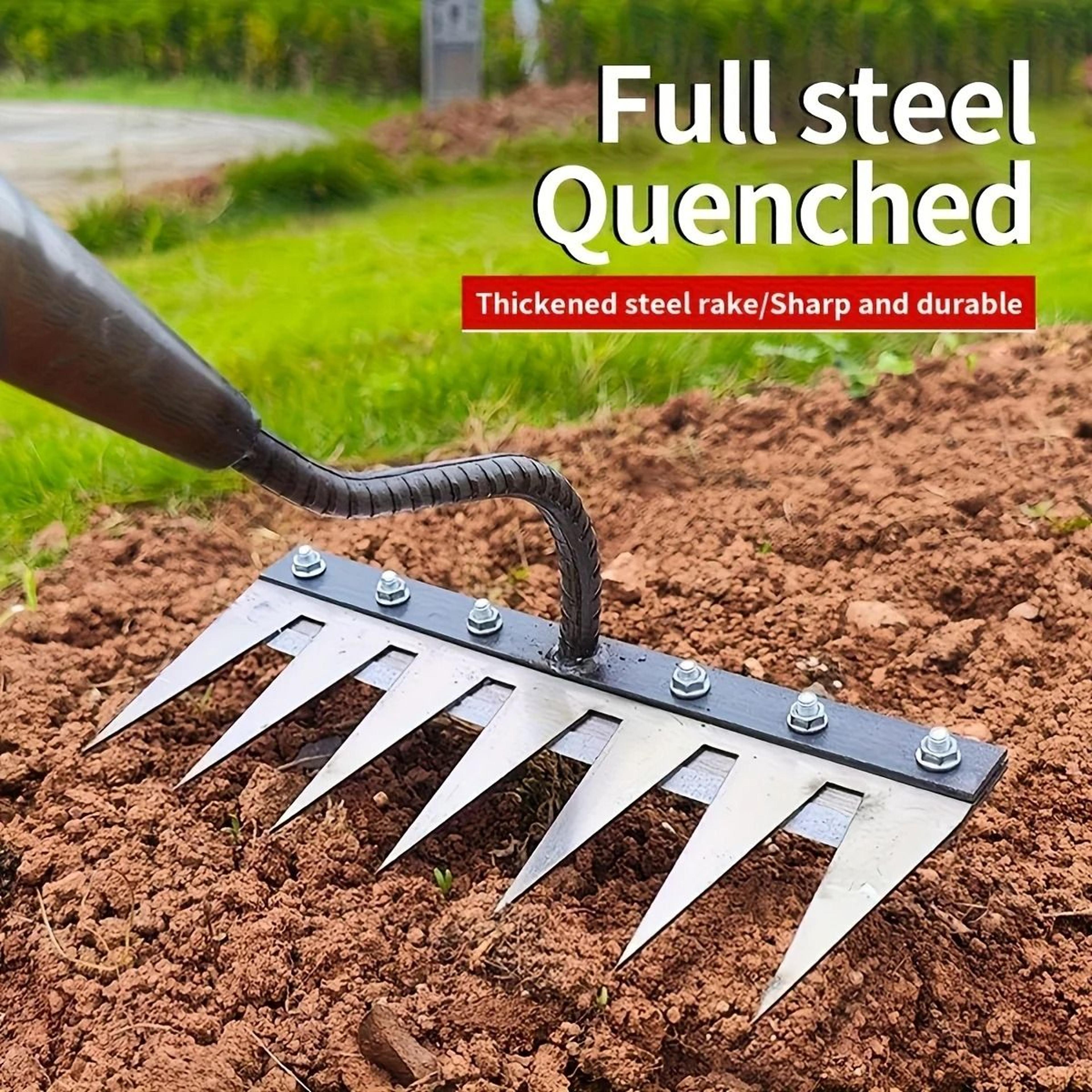 heavy duty seven teeth steel weeding rake head for soil cultivation