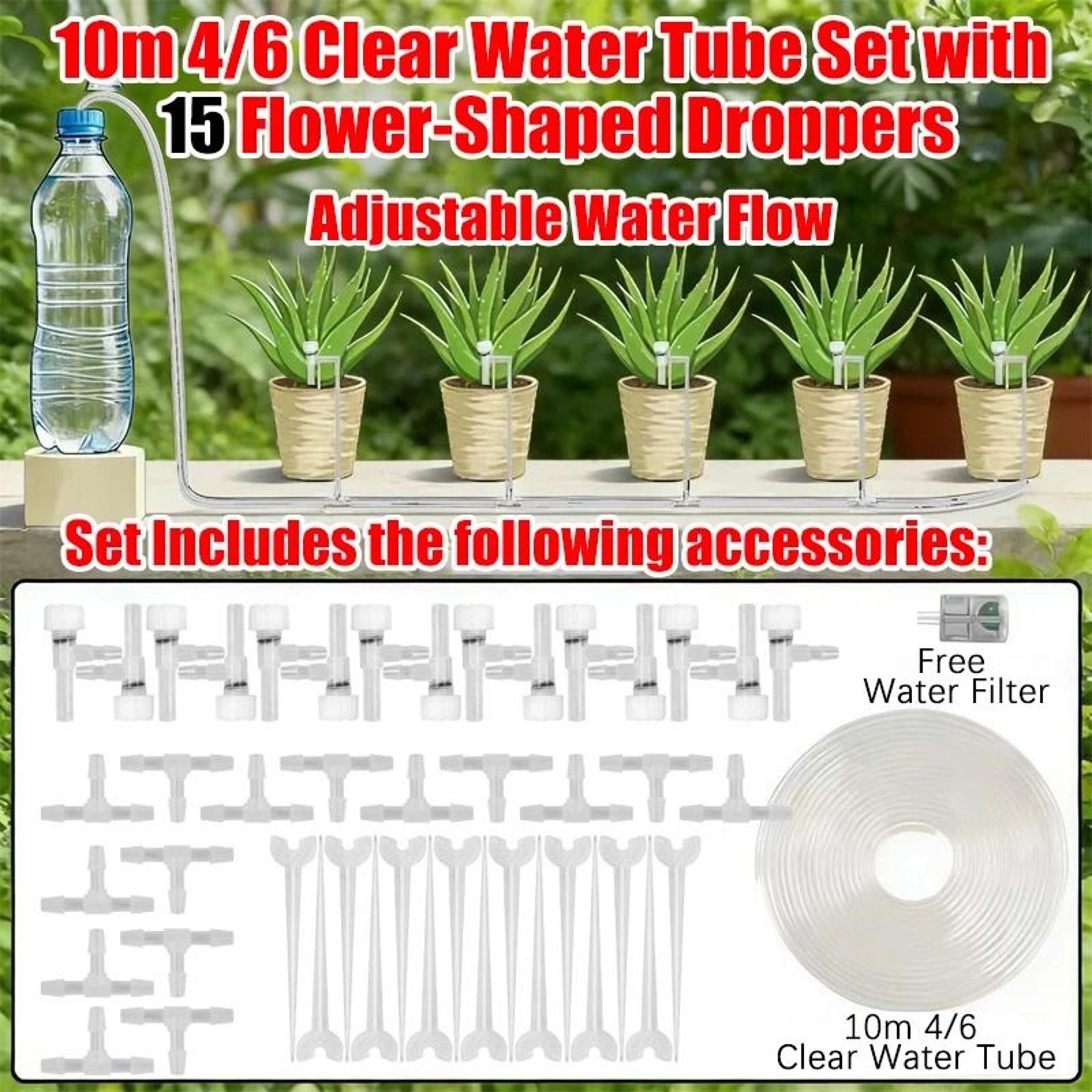 Adjustable Drip Irrigation Kit With 4 By 7mm Hose For Potted Plants 8