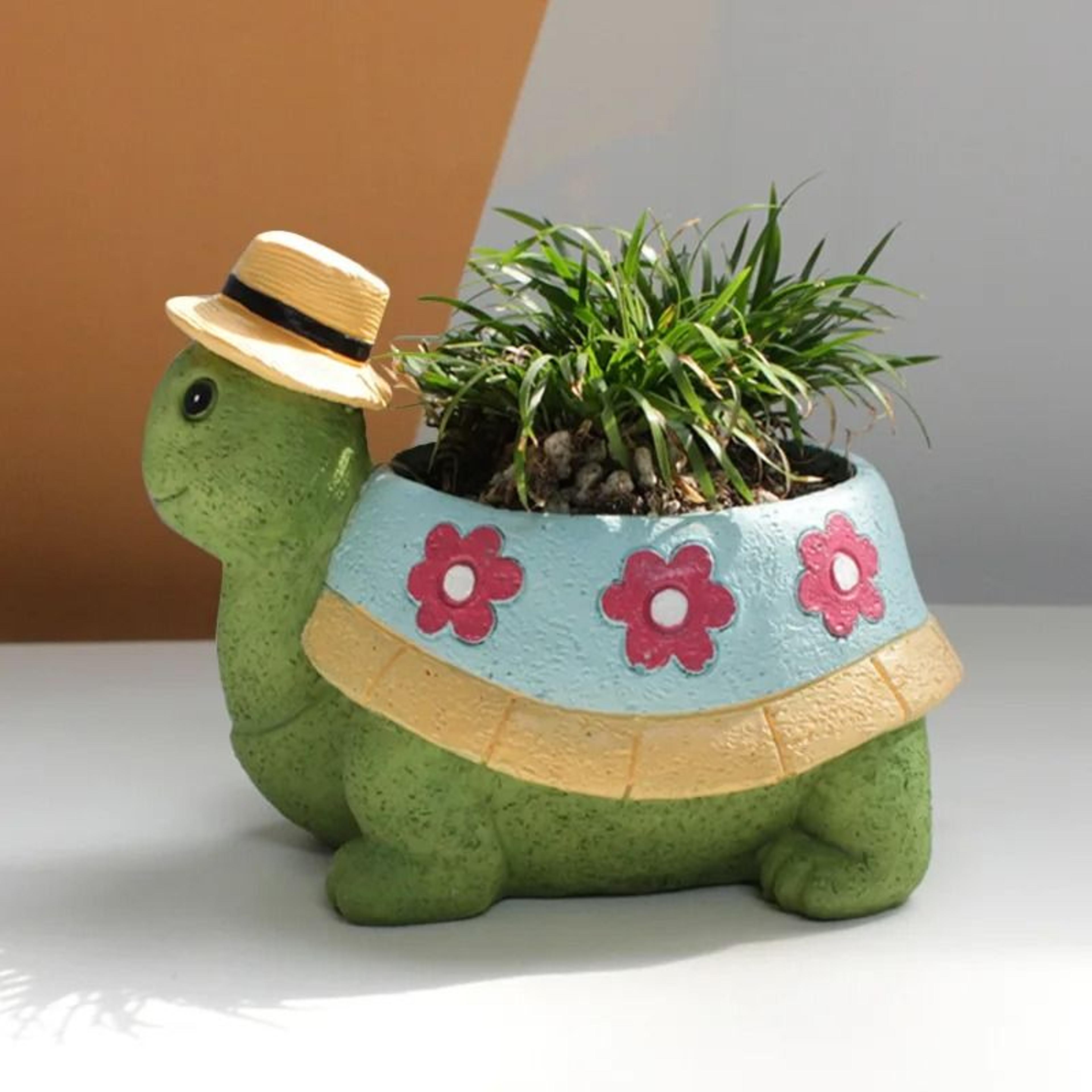 cute turtle succulent planter for desktop home office and garden decoration display