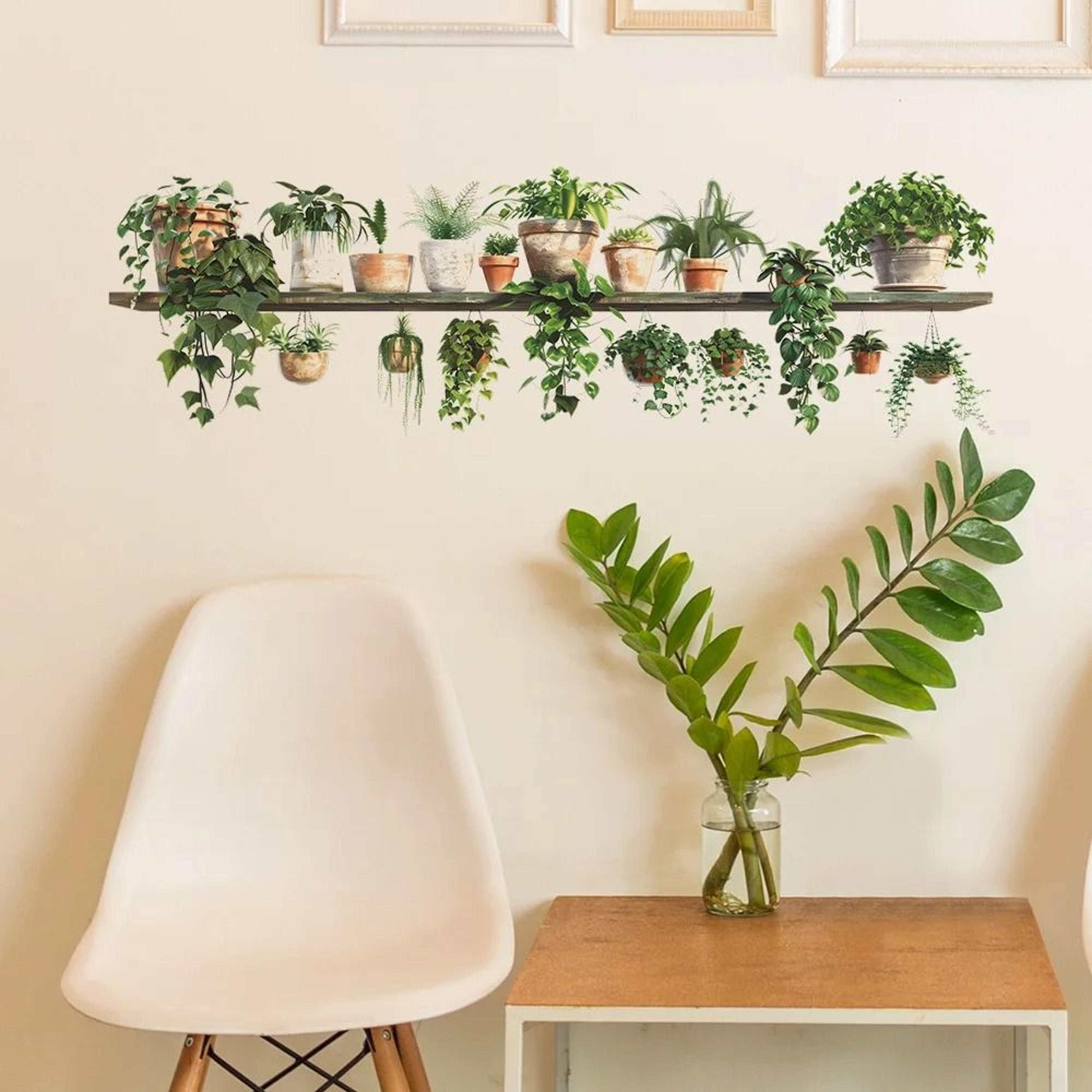 Cartoon Flower Shelf Removable Plant Wall Decals 4